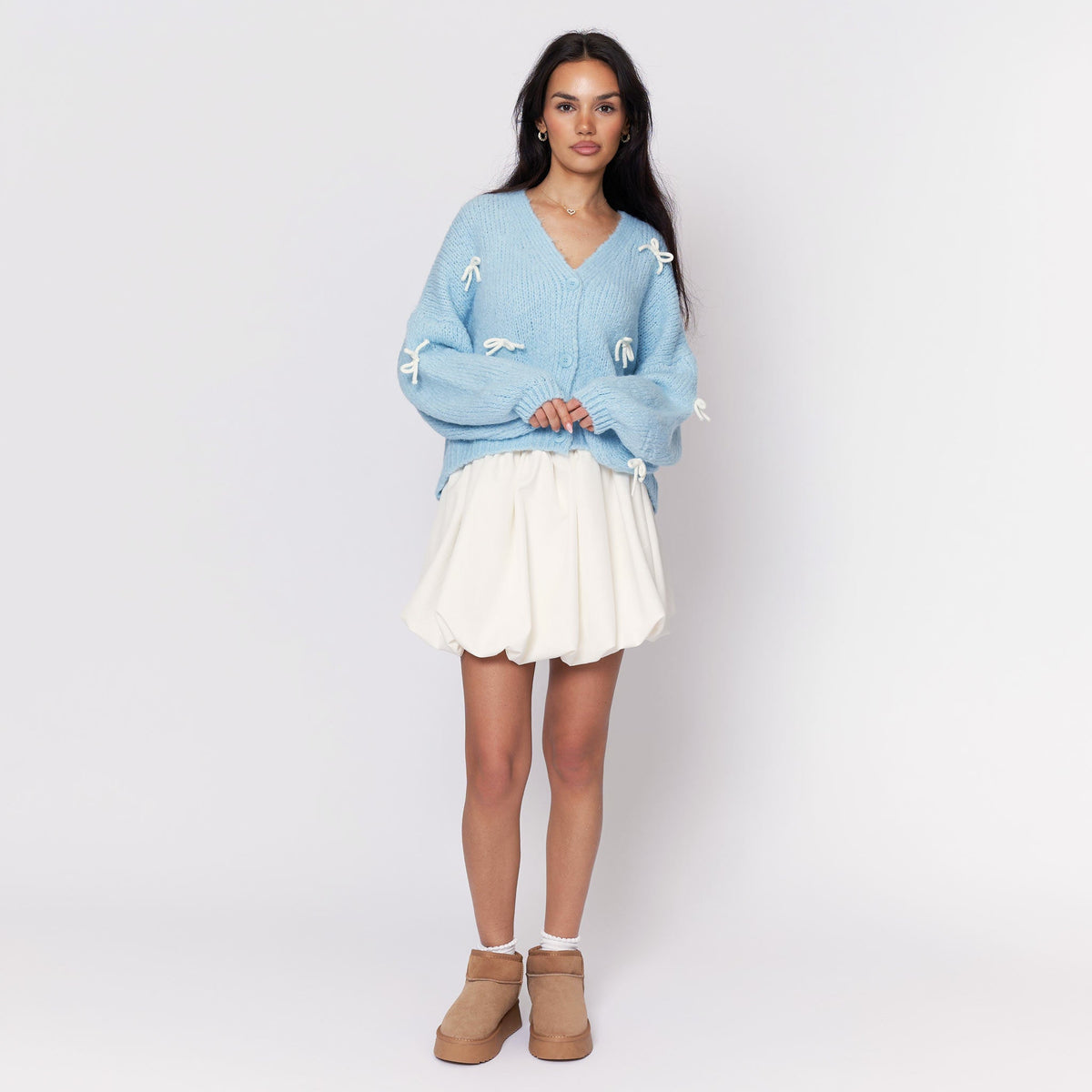 Cleo | Cárdigan oversize con mini lazos
