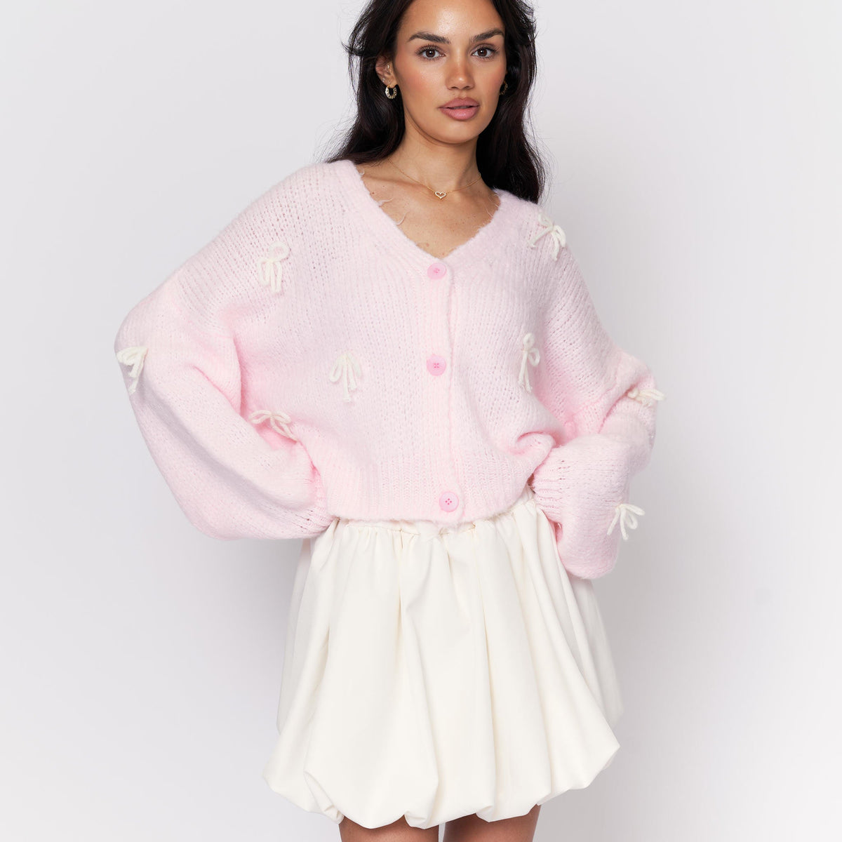 Cleo | Cárdigan oversize con mini lazos