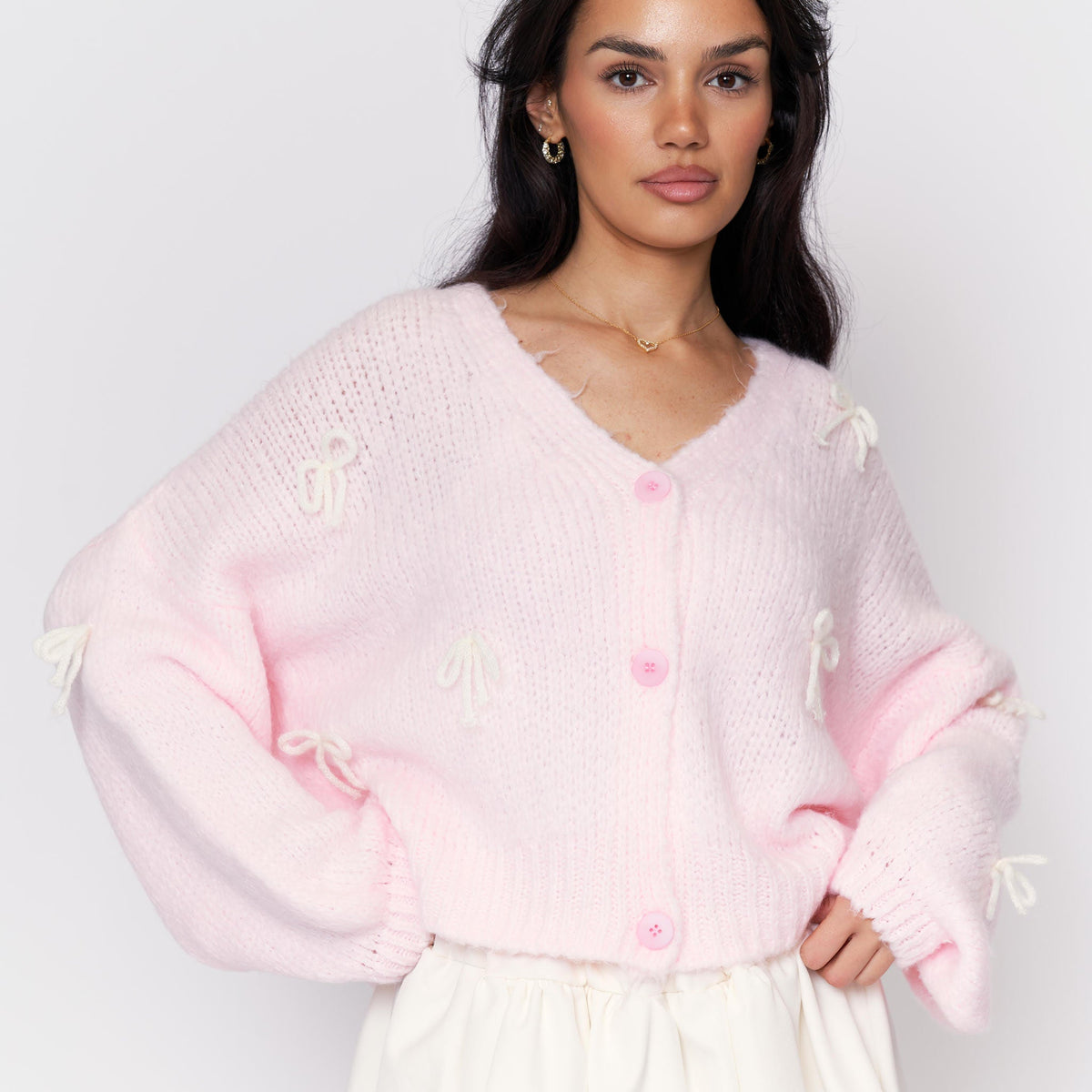 Cleo | Cárdigan oversize con mini lazos