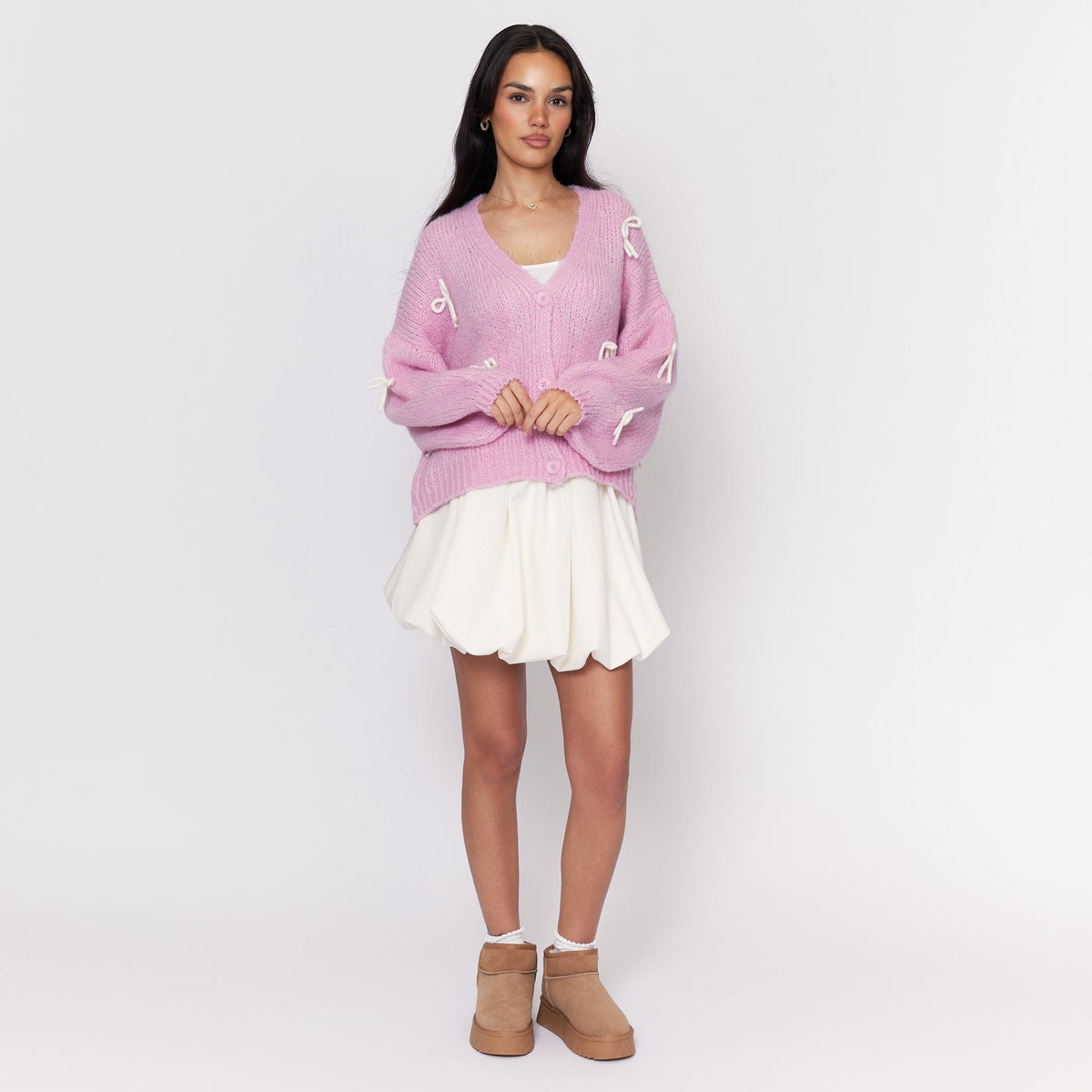 Cleo | Cárdigan oversize con mini lazos