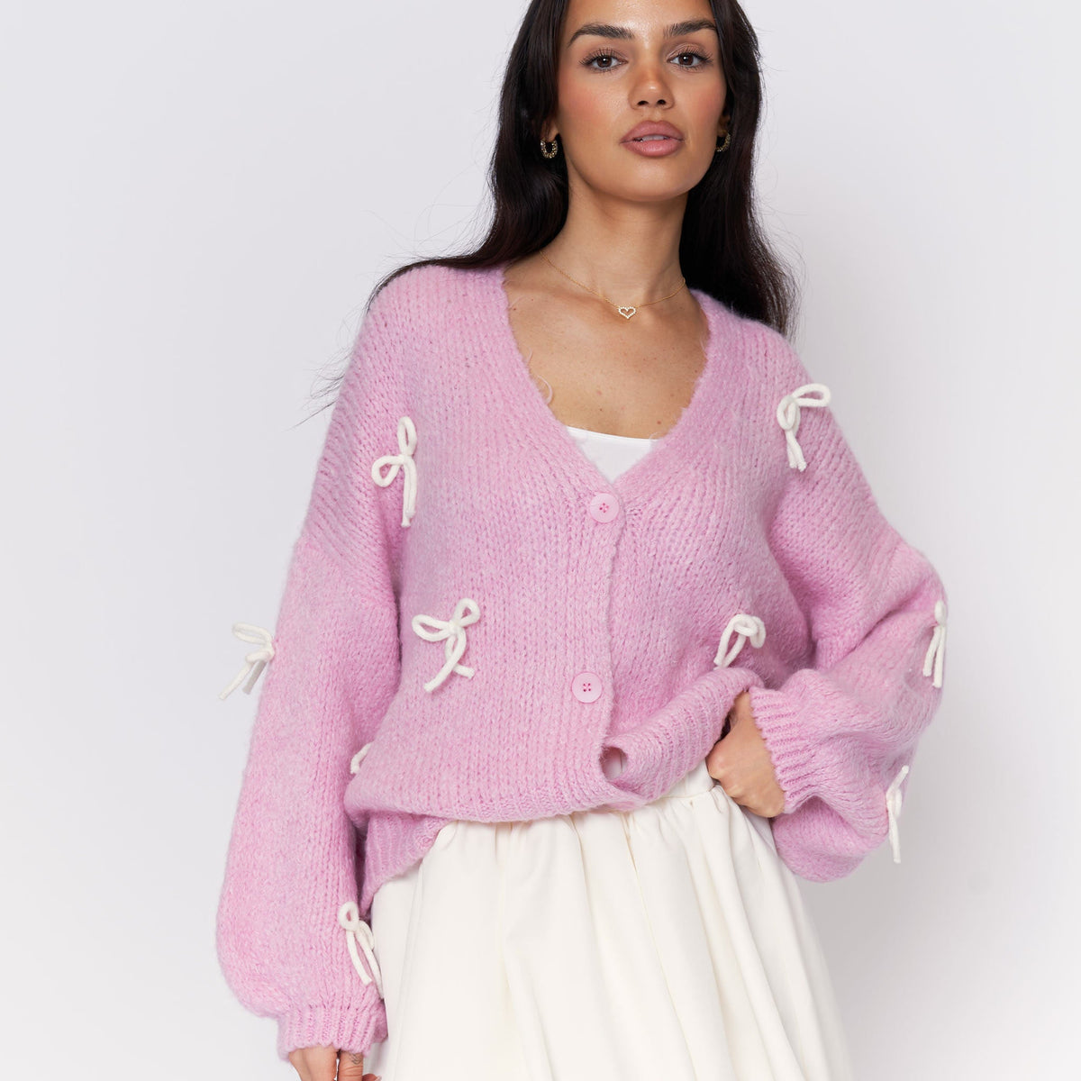 Cleo | Cárdigan oversize con mini lazos