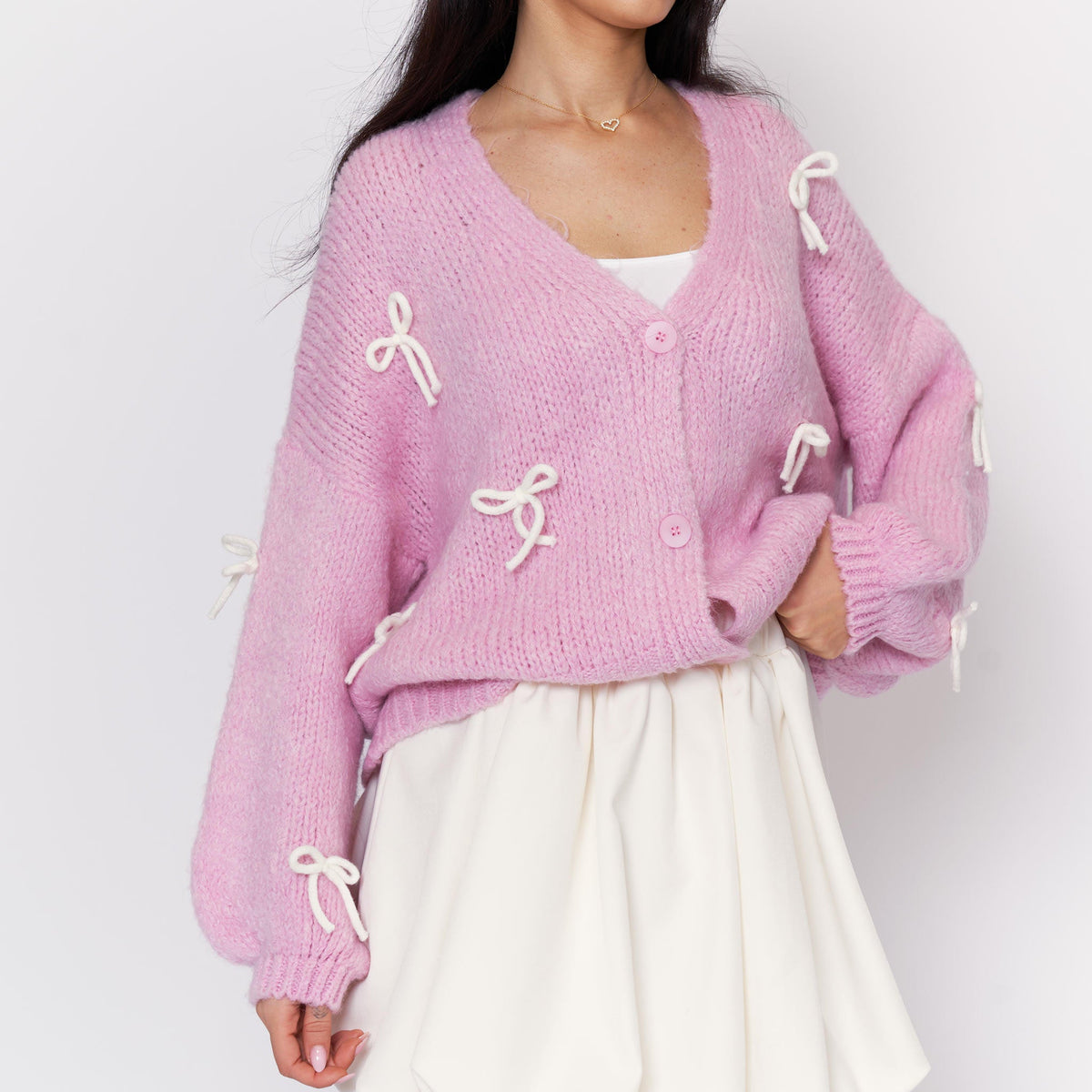 Cleo | Cárdigan oversize con mini lazos