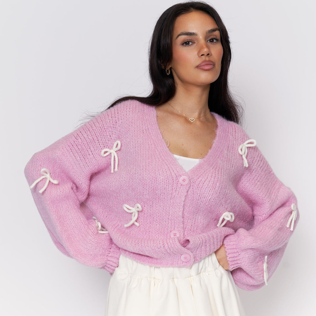 Cleo | Cárdigan oversize con mini lazos