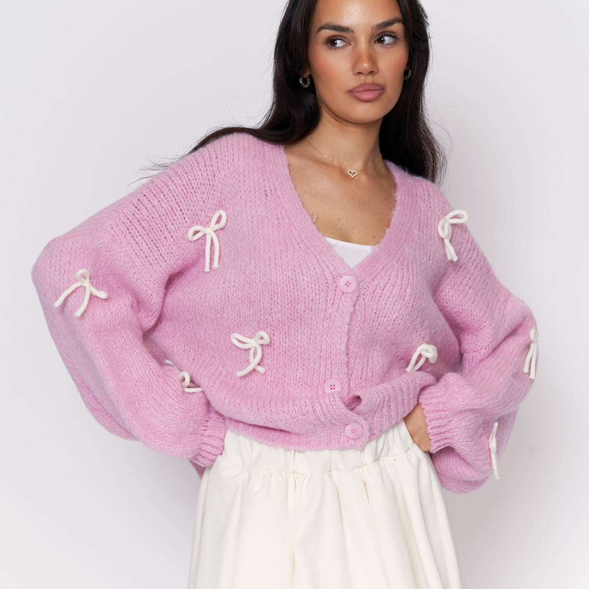Cleo | Cárdigan oversize con mini lazos