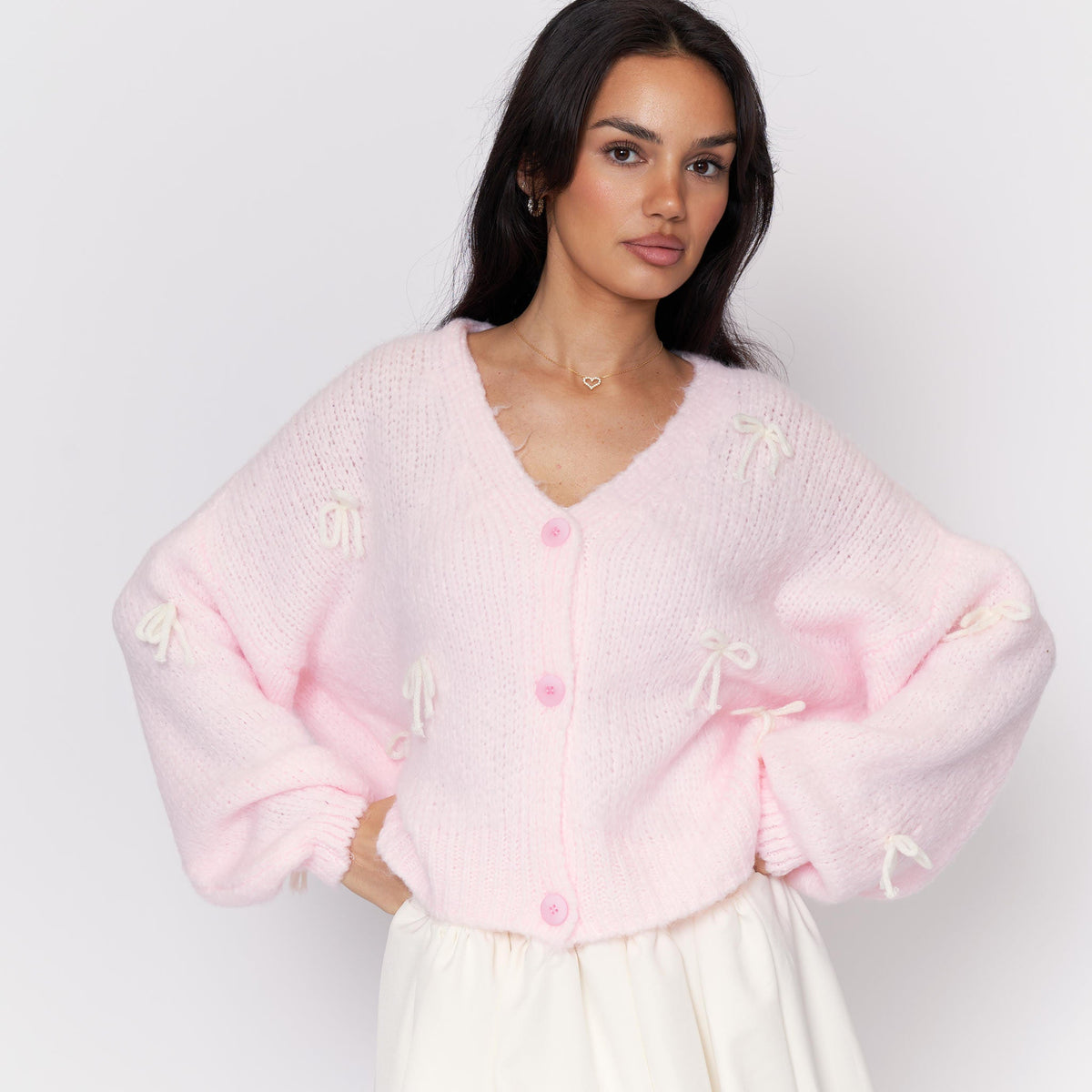 Cleo | Cárdigan oversize con mini lazos