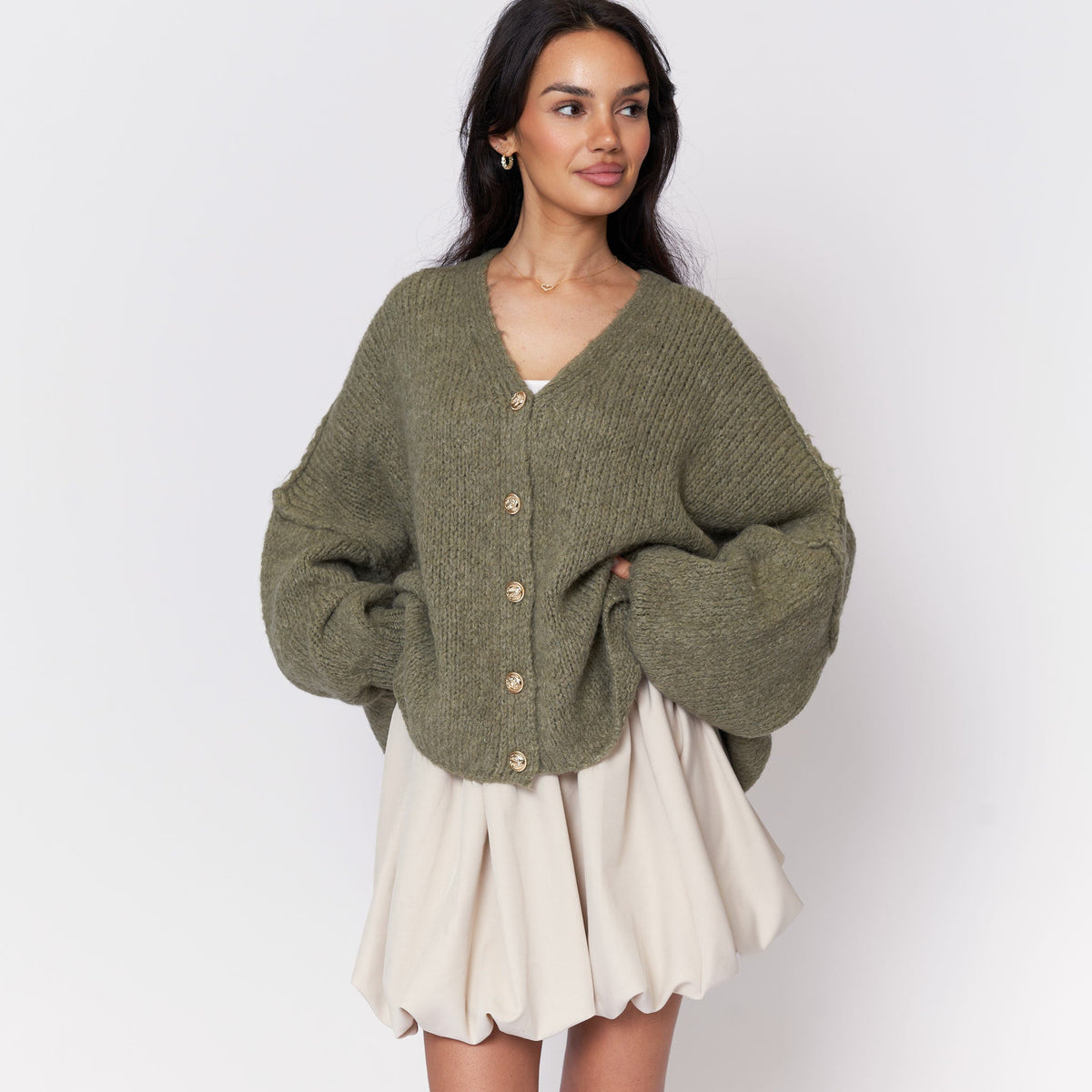 Tamara | Cárdigan oversize con escote en V y botones