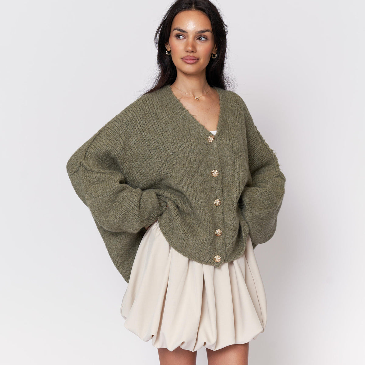 Tamara | Cárdigan oversize con escote en V y botones