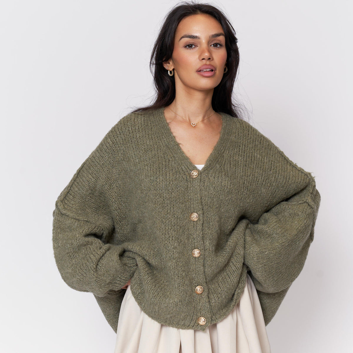 Tamara | Cárdigan oversize con escote en V y botones