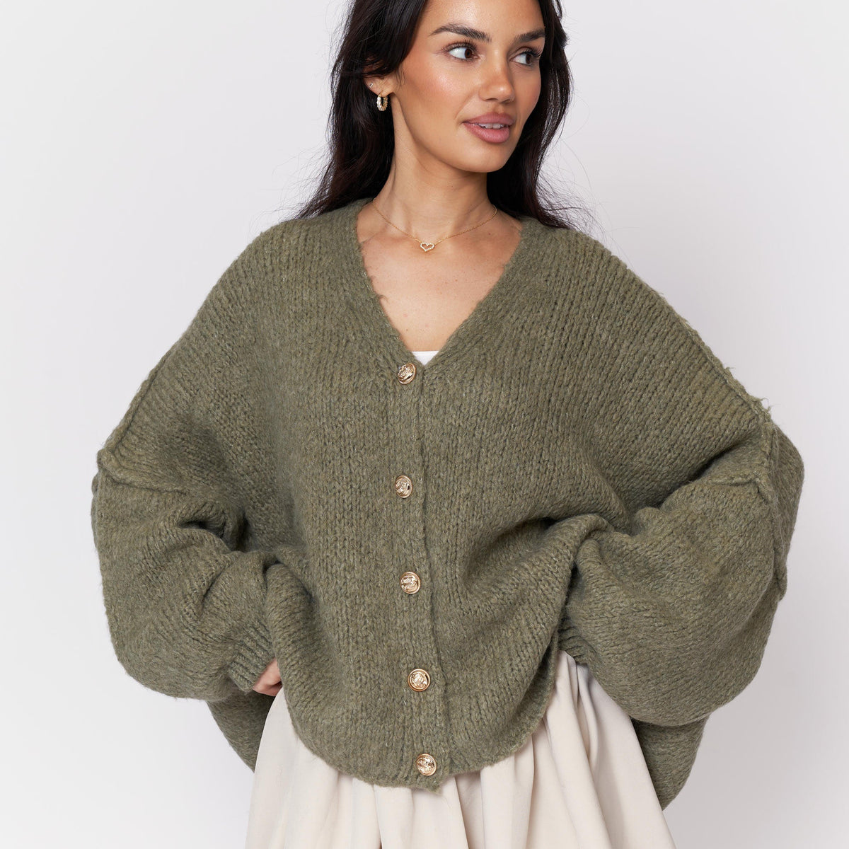 Tamara | Cárdigan oversize con escote en V y botones