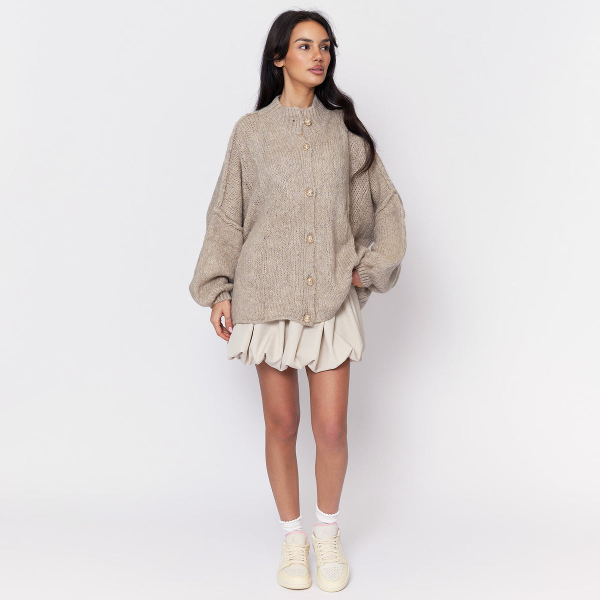 CozyGlam | Conjunto de cárdigan oversize y falda