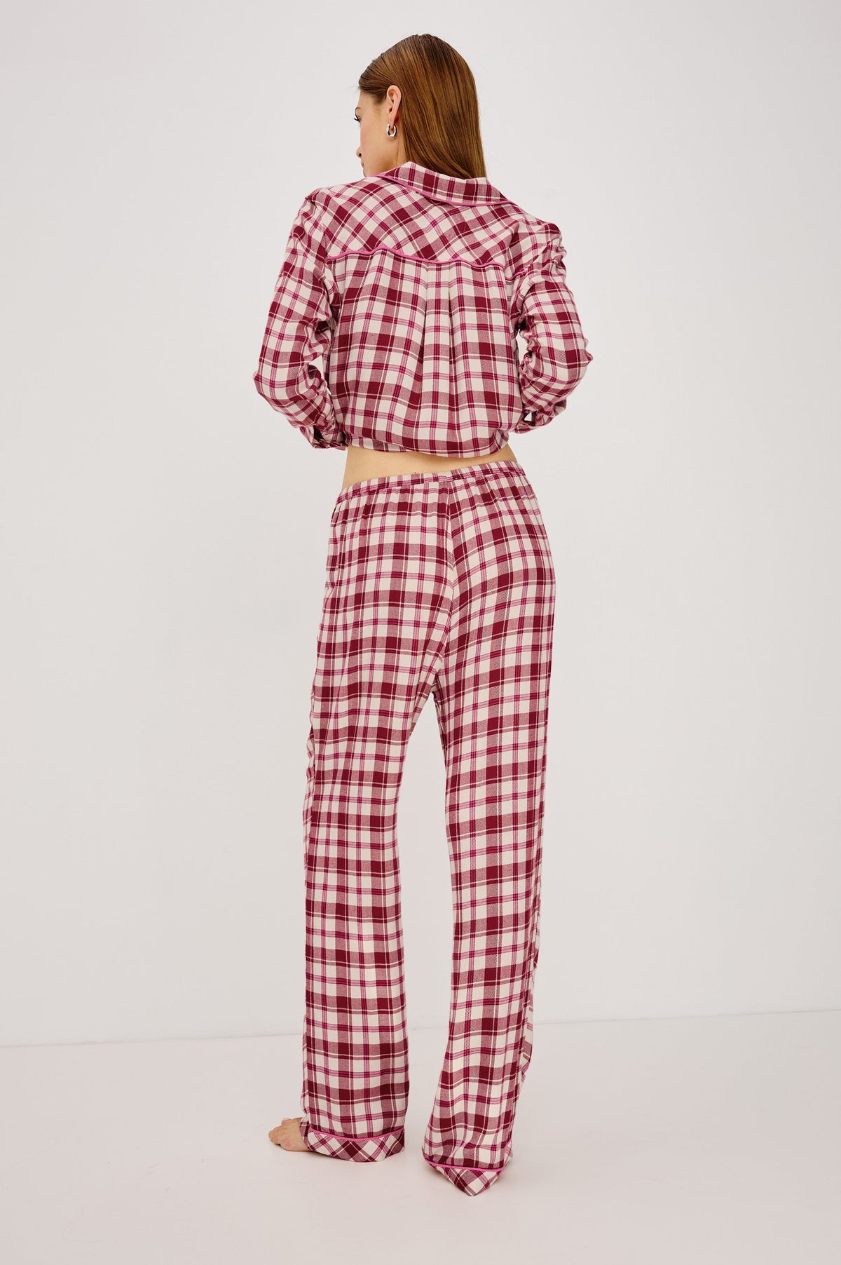 Luna | Pijama de camisa y pantalón · Rosa cardenal