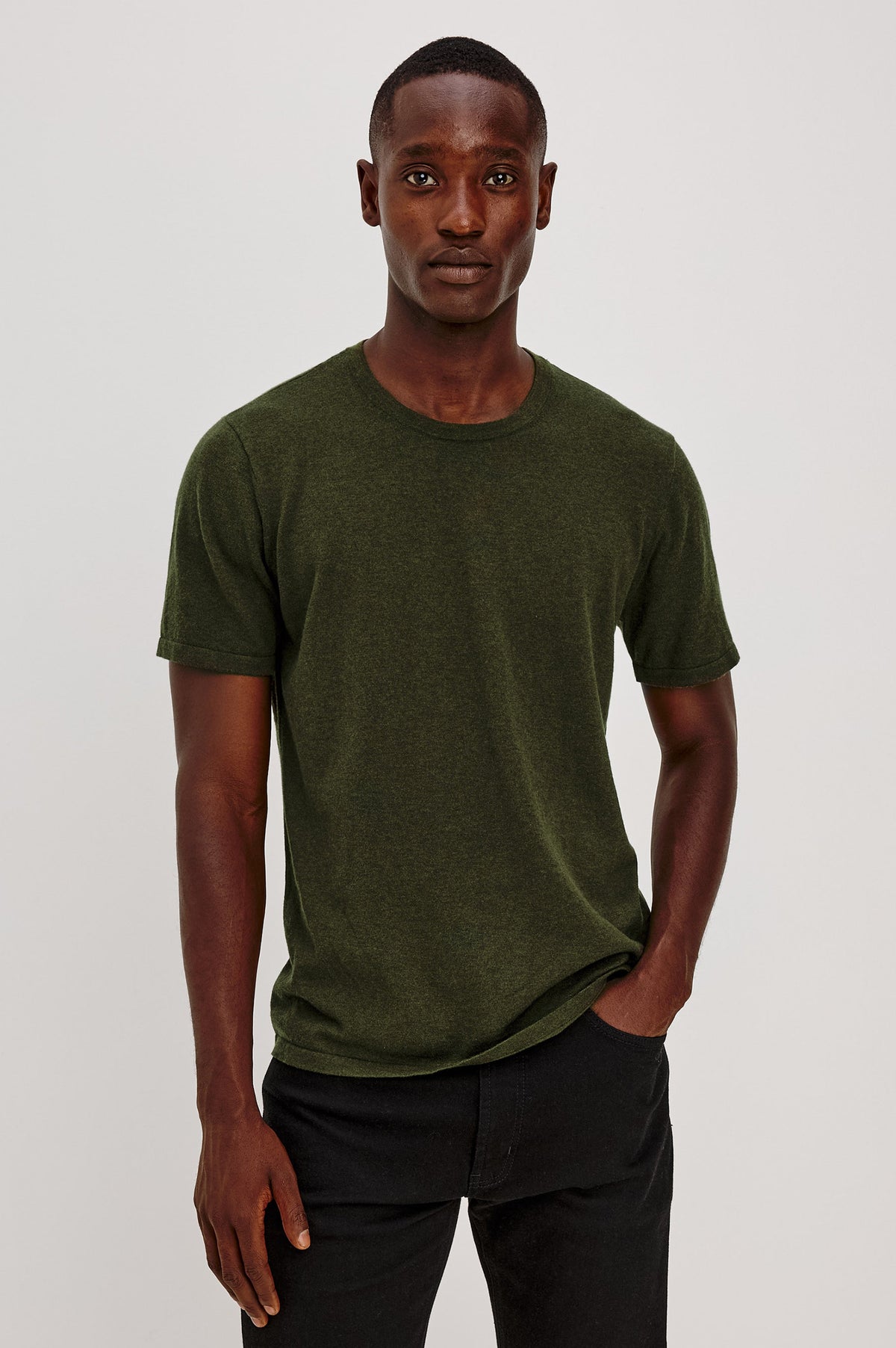 Mason | Camiseta de algodón y cachemir · Verde abeto