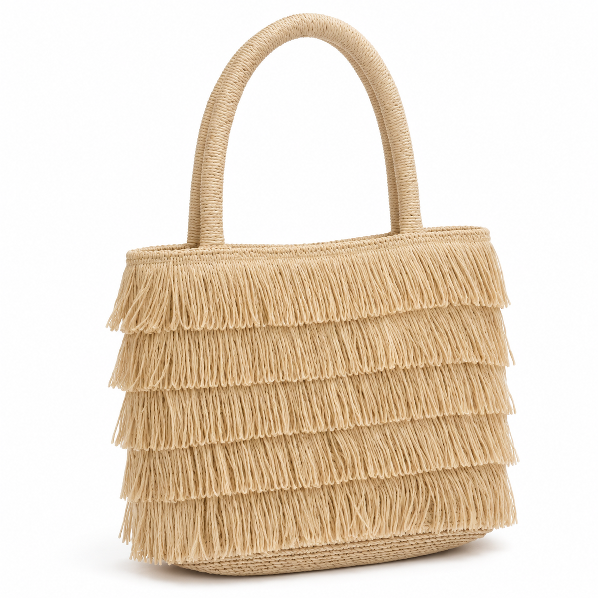 Nayara | Bolso de flecos nude con asa