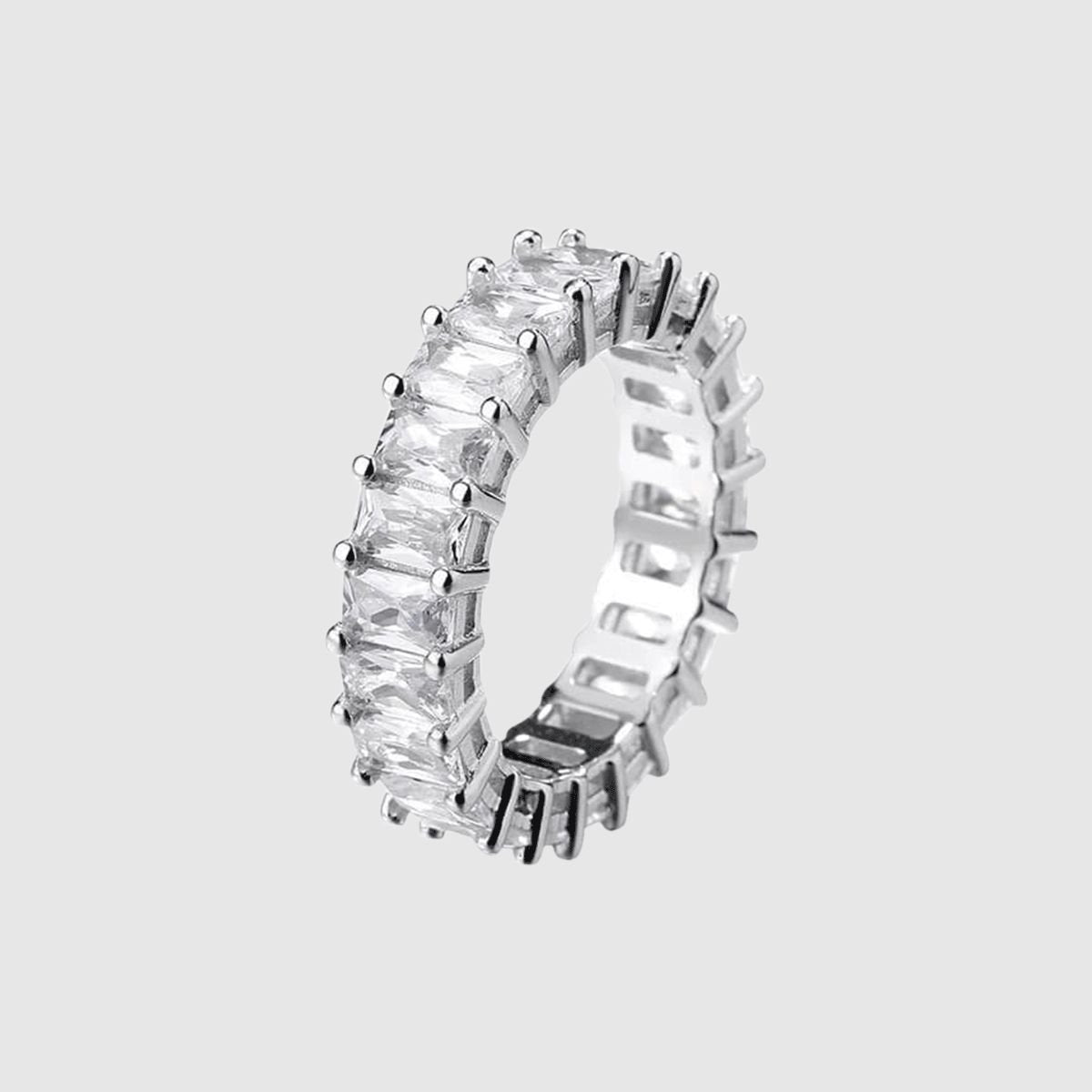 Enara | Anillo alianza ancha de piedras rectangulares
