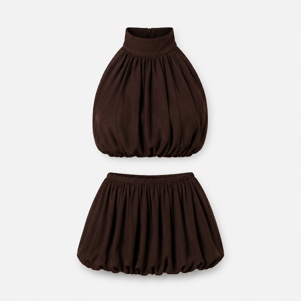 Conjunto Halter Bubble chocolate - dos piezas