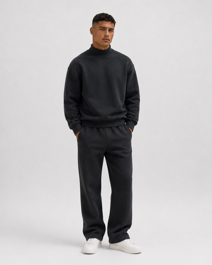Conjunto relaxed fleece negro para hombre