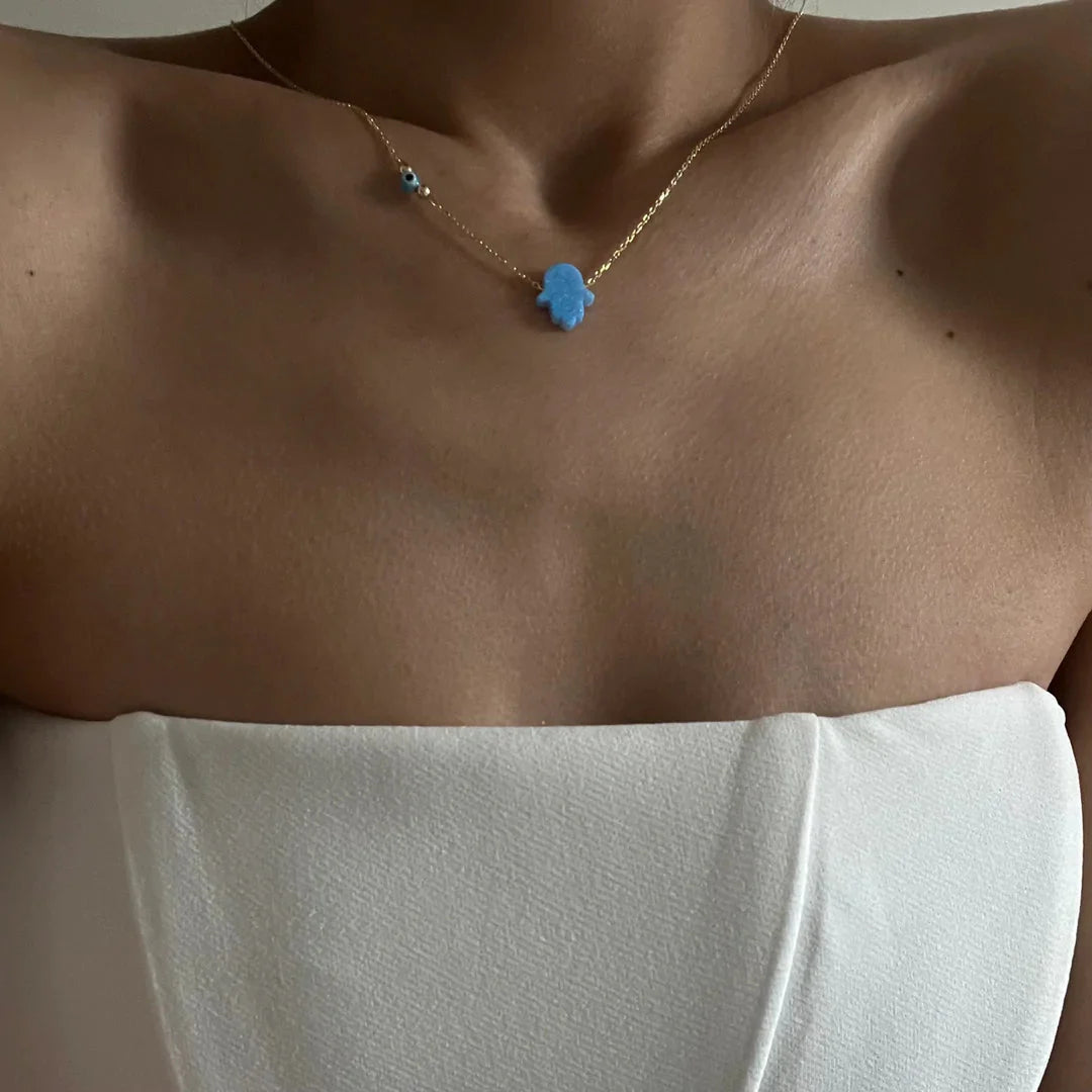 Nélida | Collar mano de Fátima con ojo turco