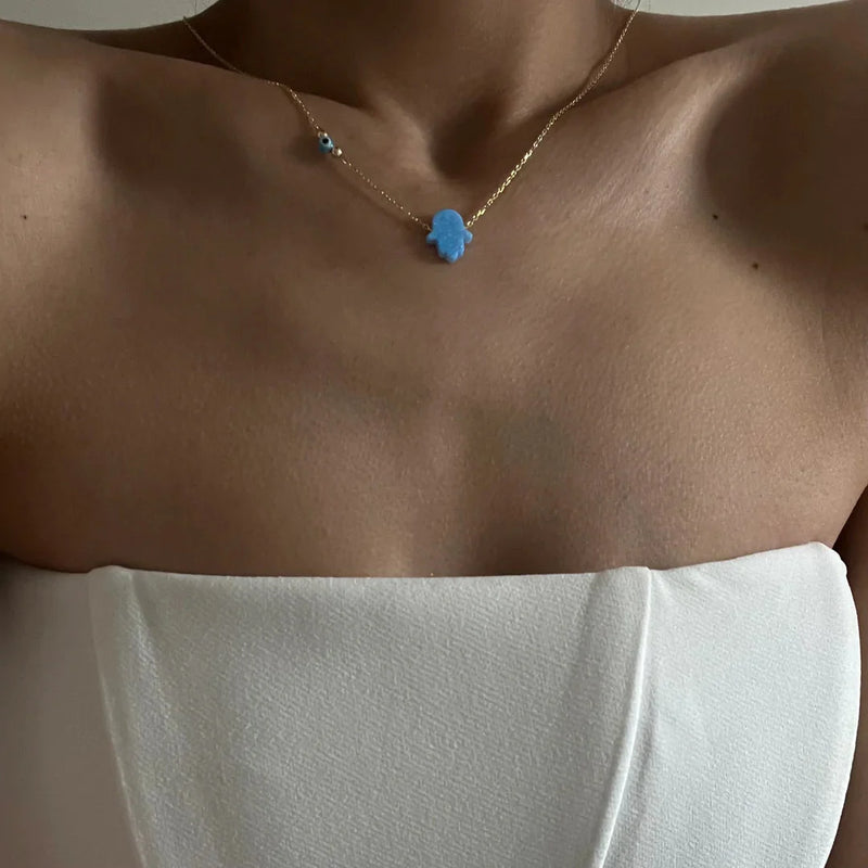 Nélida | Collar mano de Fátima con ojo turco
