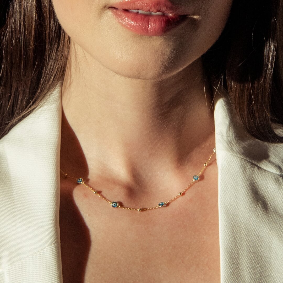 Oihana | Collar de cadena fina con ojos turcos