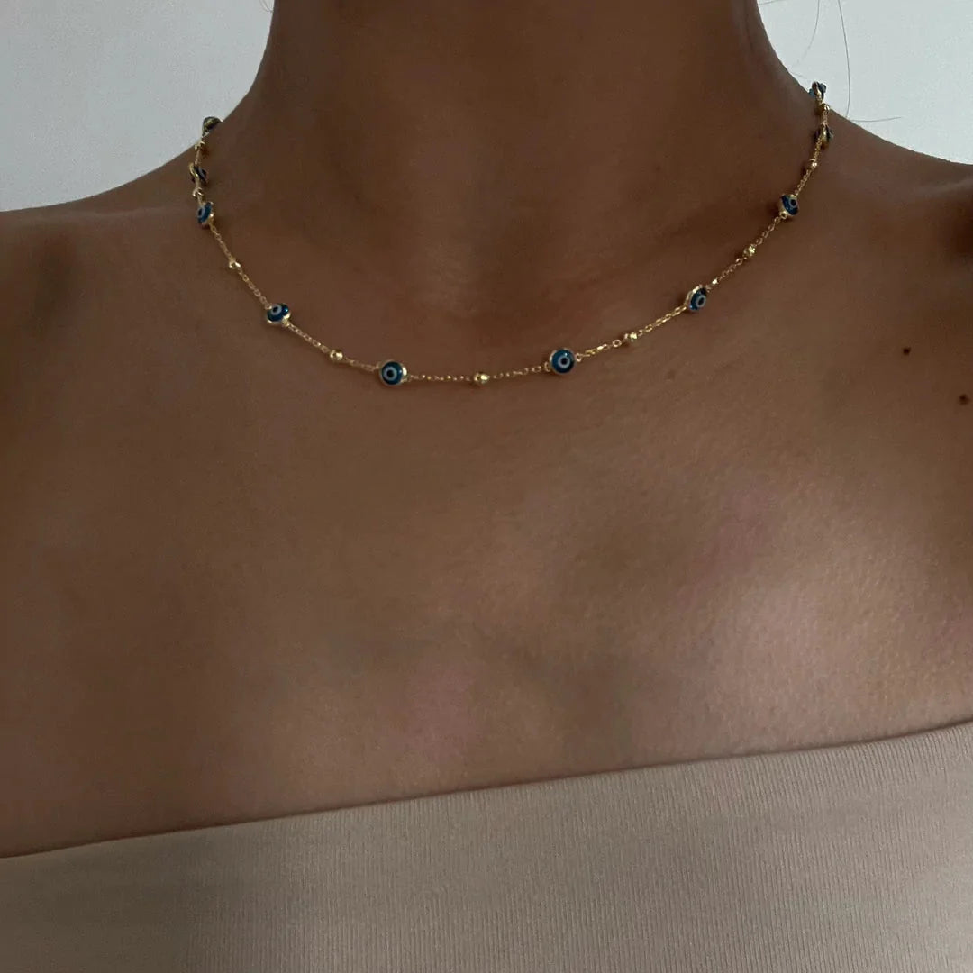 Oihana | Collar de cadena fina con ojos turcos