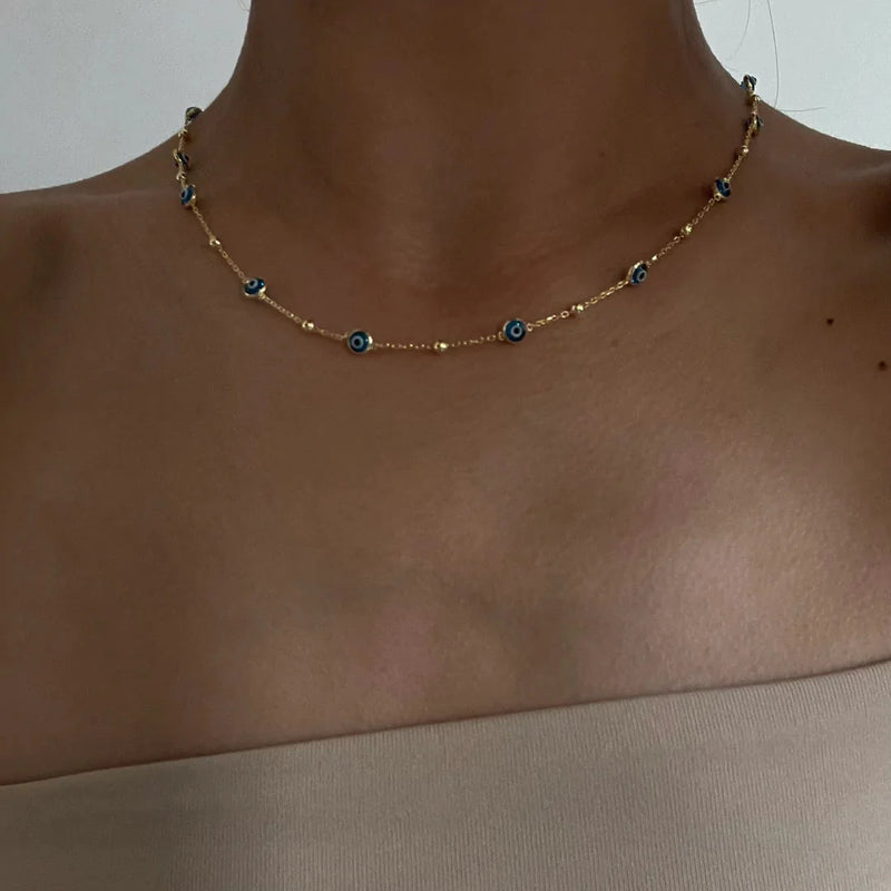 Oihana | Collar de cadena fina con ojos turcos