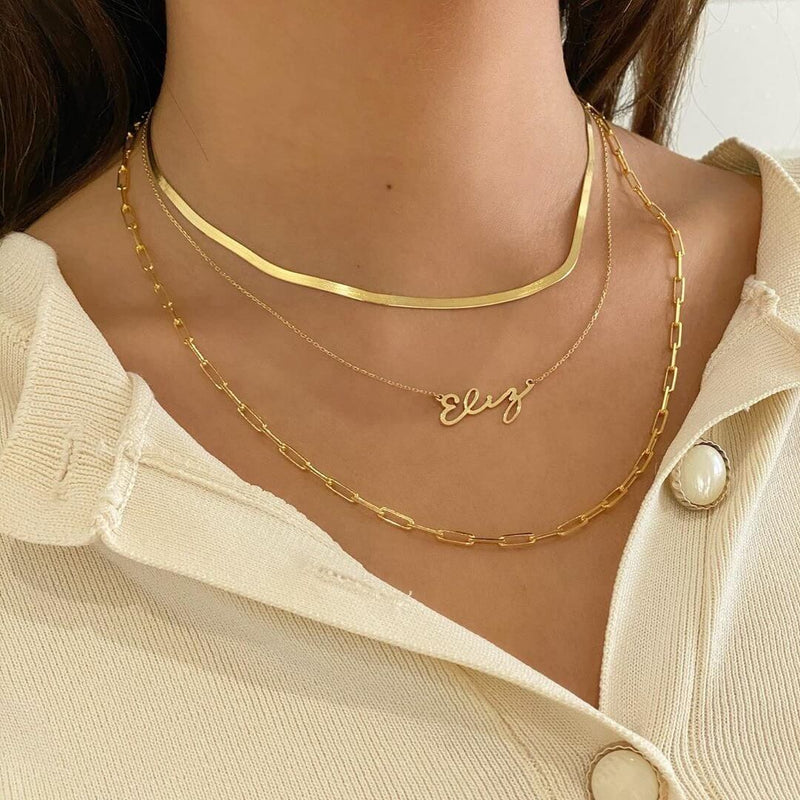 Almudena | Collar de cadena serpiente plana