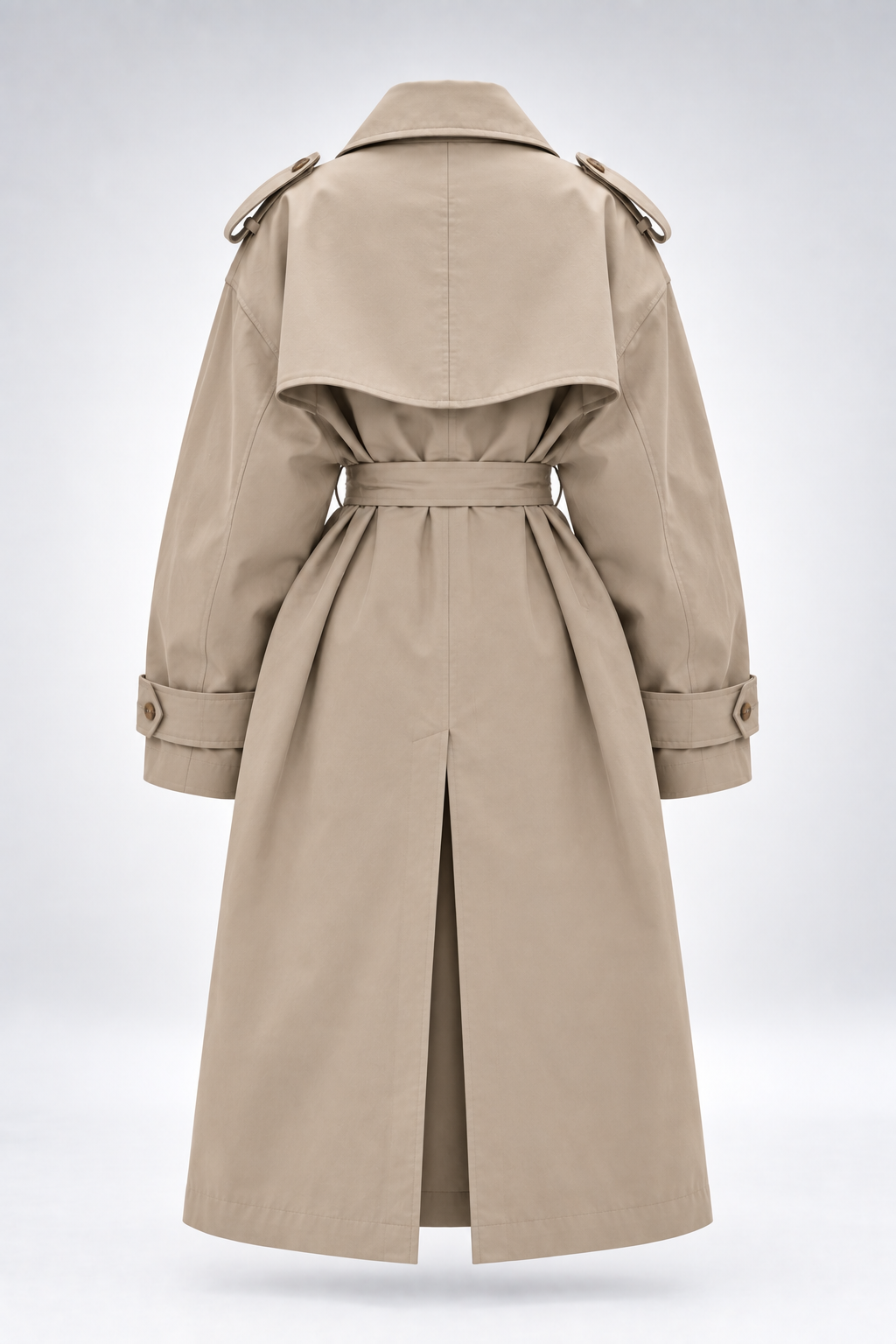 Gabardina Firenze Sculpt taupe prenda sola espalda