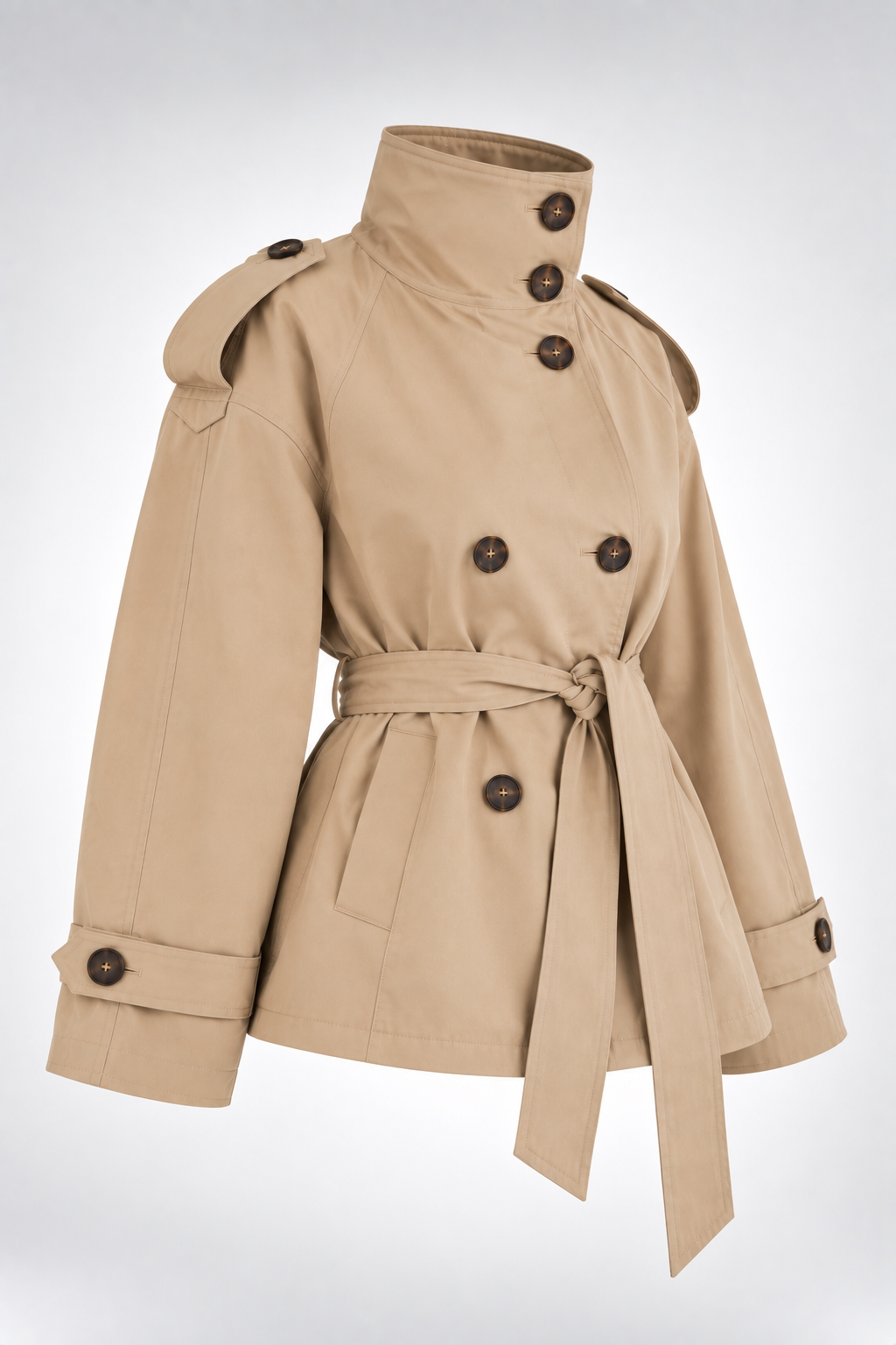 Gabardina Siena Utility beige arena prenda sola espalda