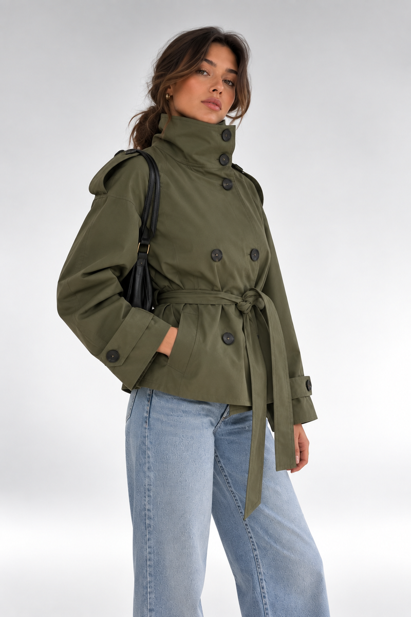 Gabardina Siena Utility verde oliva prenda sola frontal