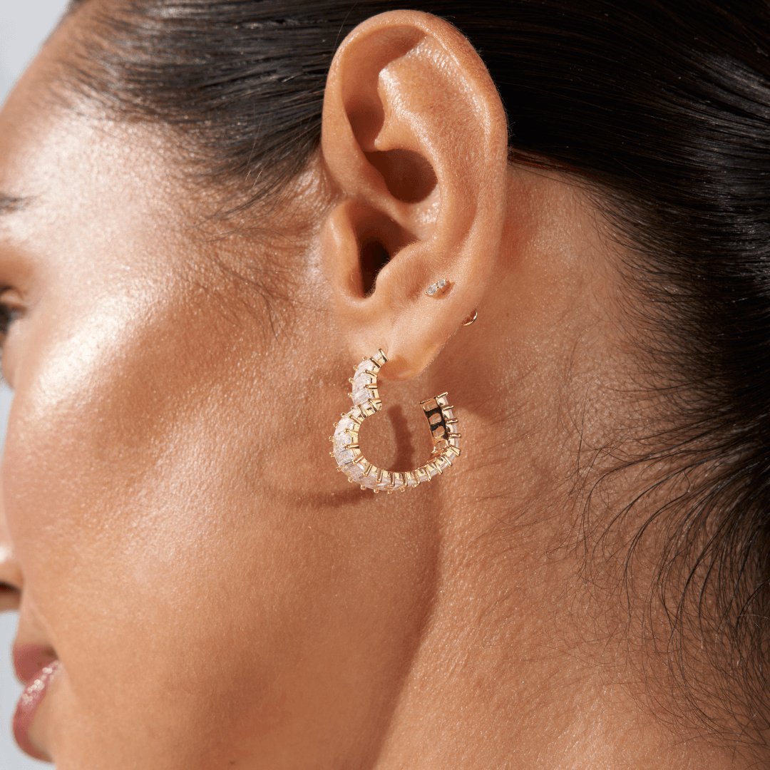 Lena | Aros de pedrería rectangular