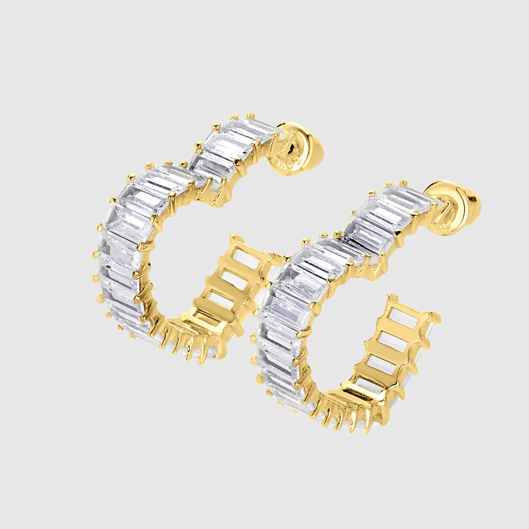 Lena | Aros de pedrería rectangular