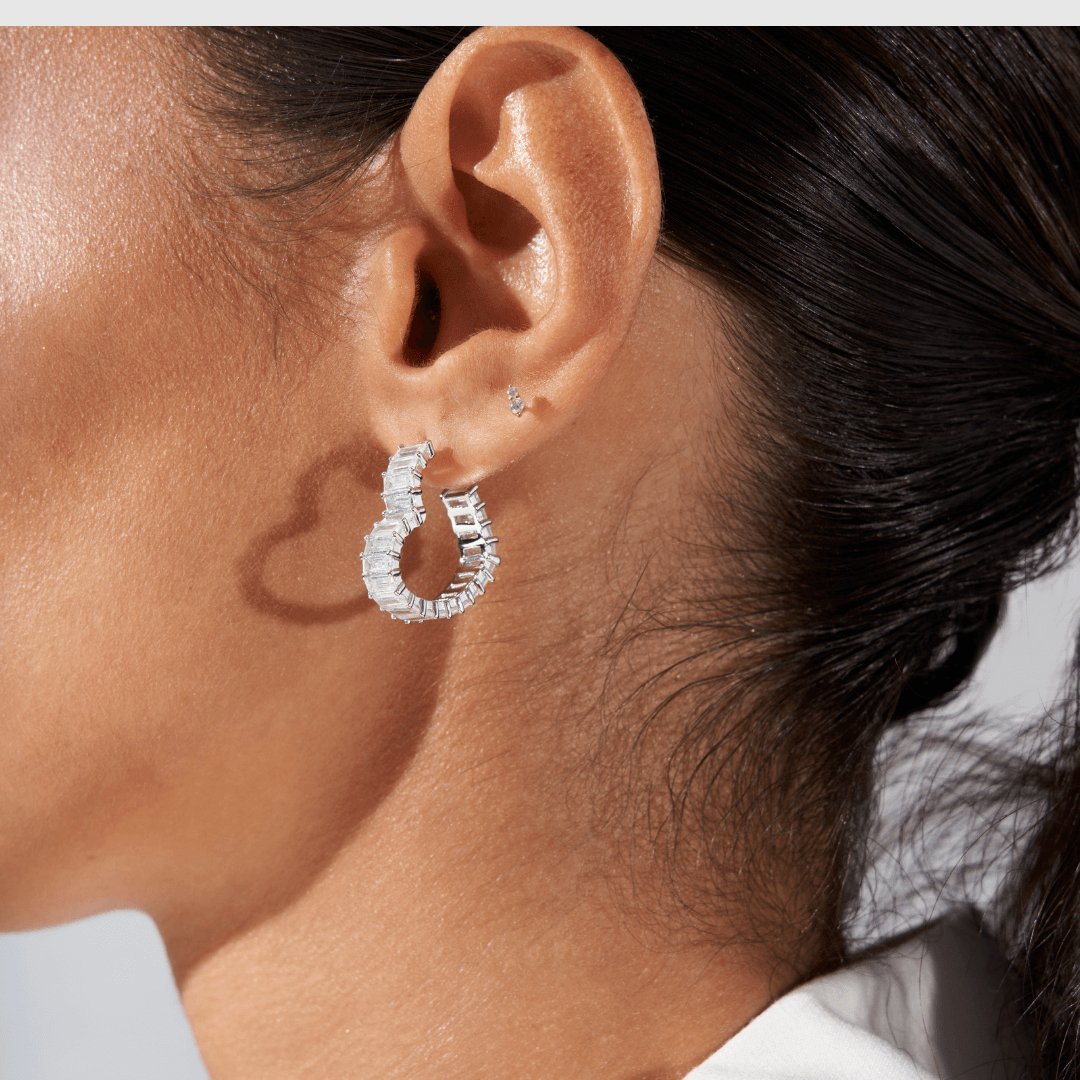 Lena | Aros de pedrería rectangular
