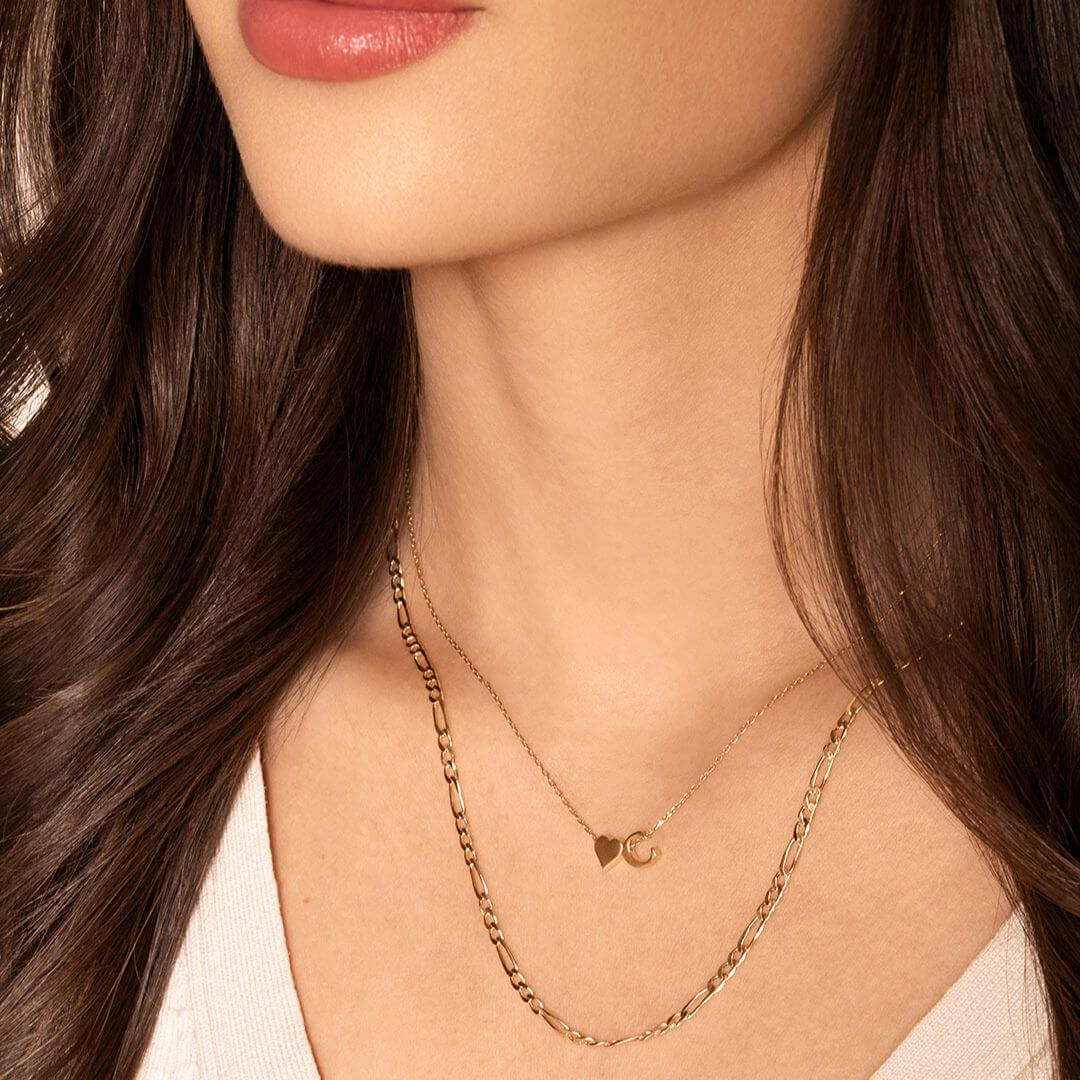 Gisela | Set de dos collares corazón con inicial y candado