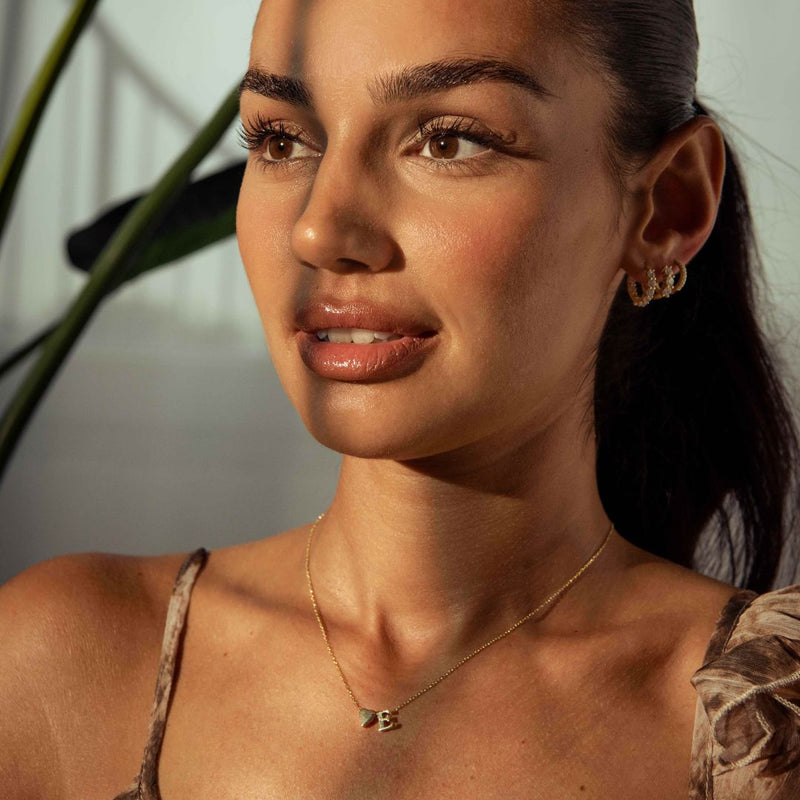 Gisela | Set de dos collares corazón con inicial y candado