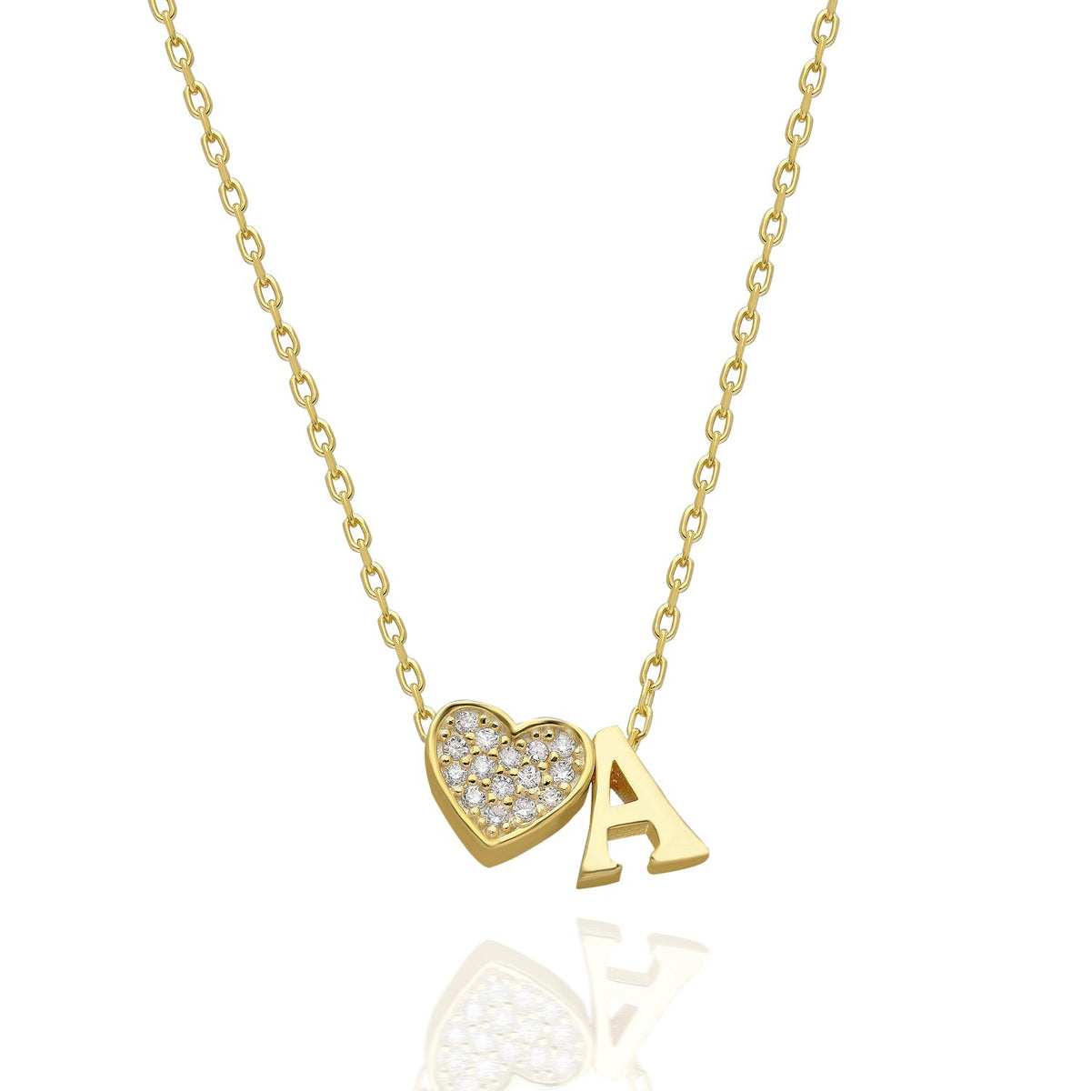 Maia | Collar con inicial y corazón de pedrería