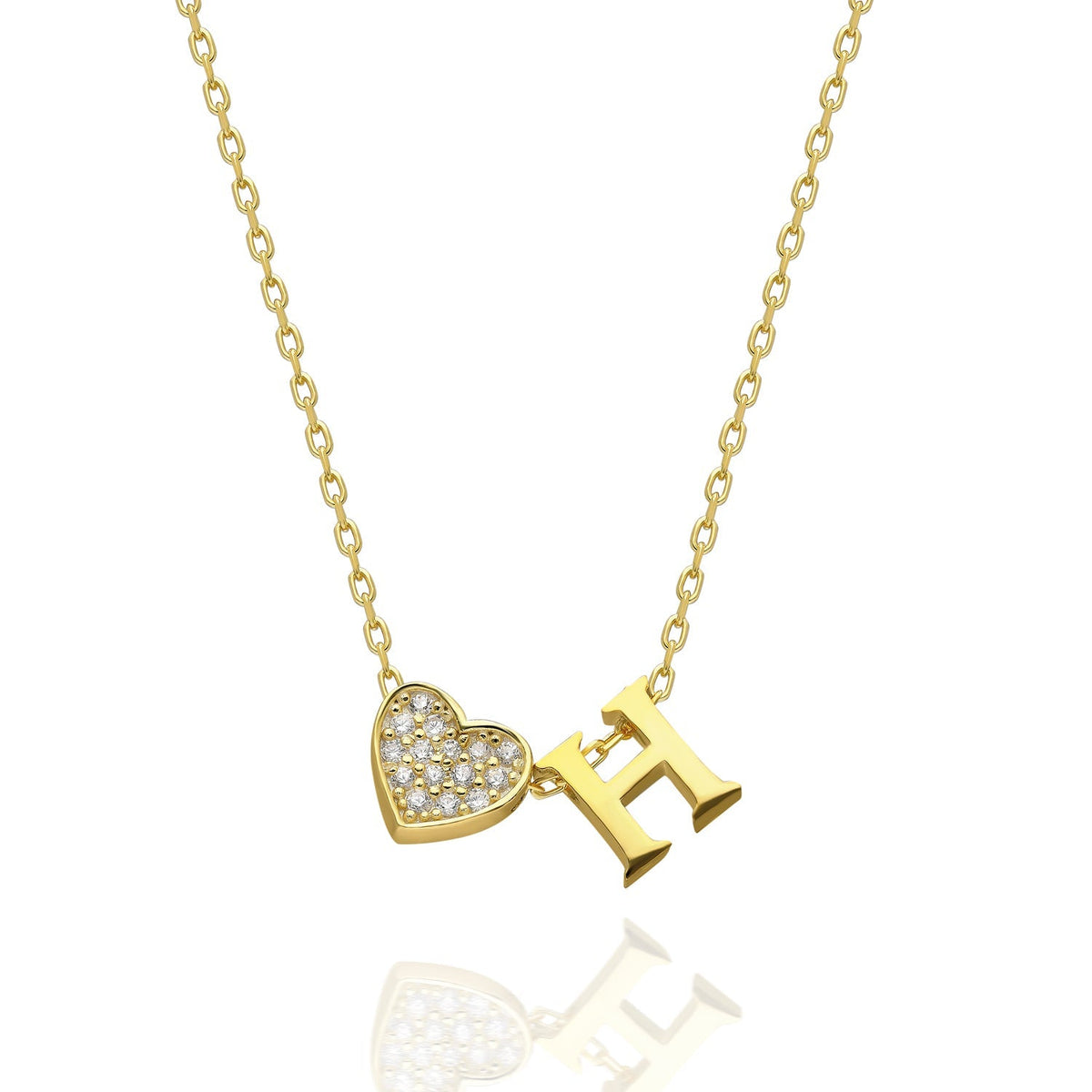 Maia | Collar con inicial y corazón de pedrería