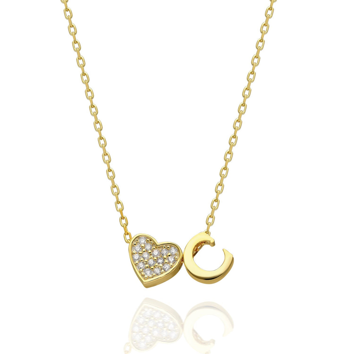Maia | Collar con inicial y corazón de pedrería