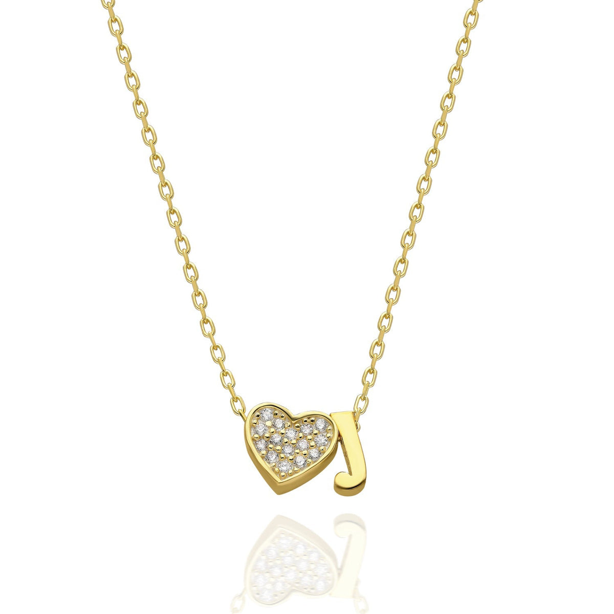 Maia | Collar con inicial y corazón de pedrería