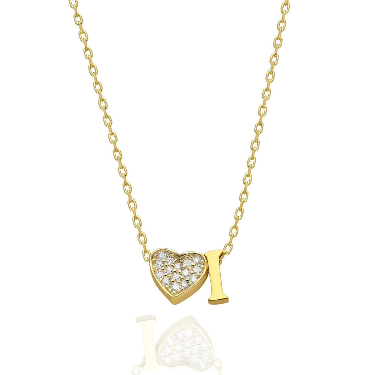 Maia | Collar con inicial y corazón de pedrería