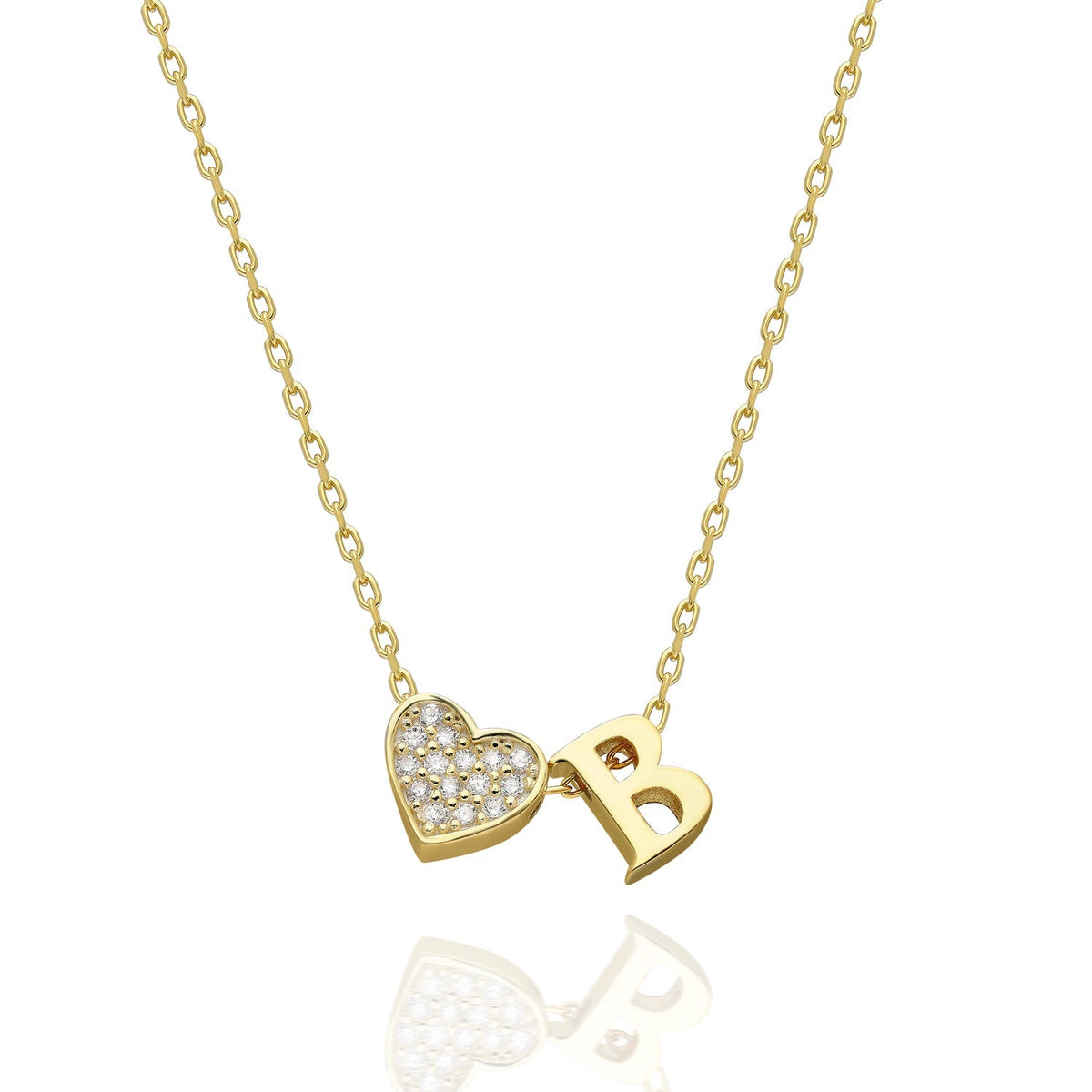Maia | Collar con inicial y corazón de pedrería