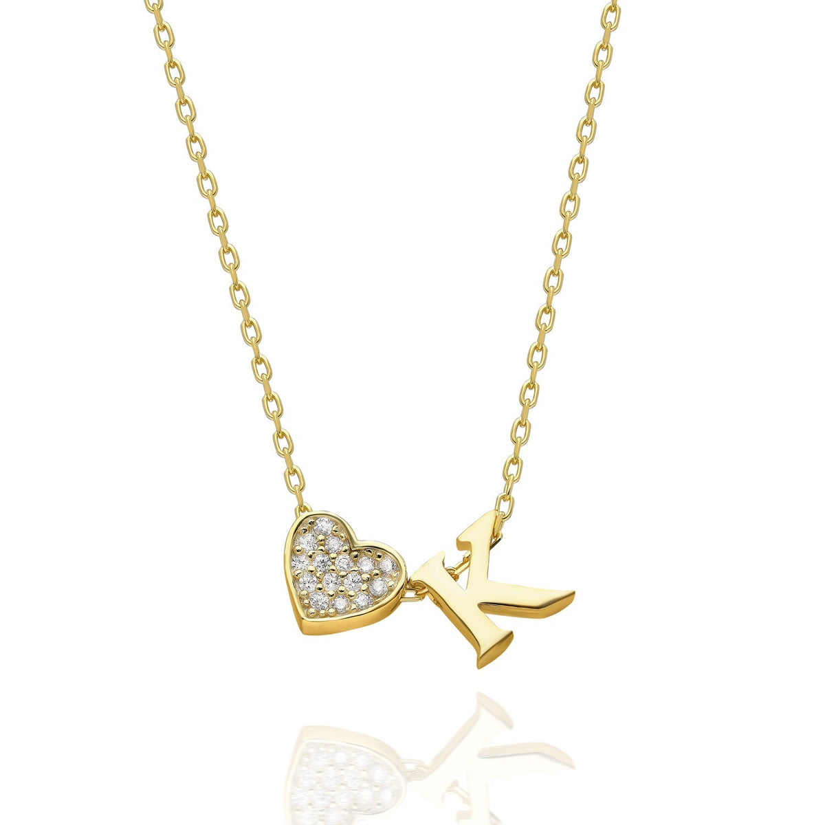 Maia | Collar con inicial y corazón de pedrería