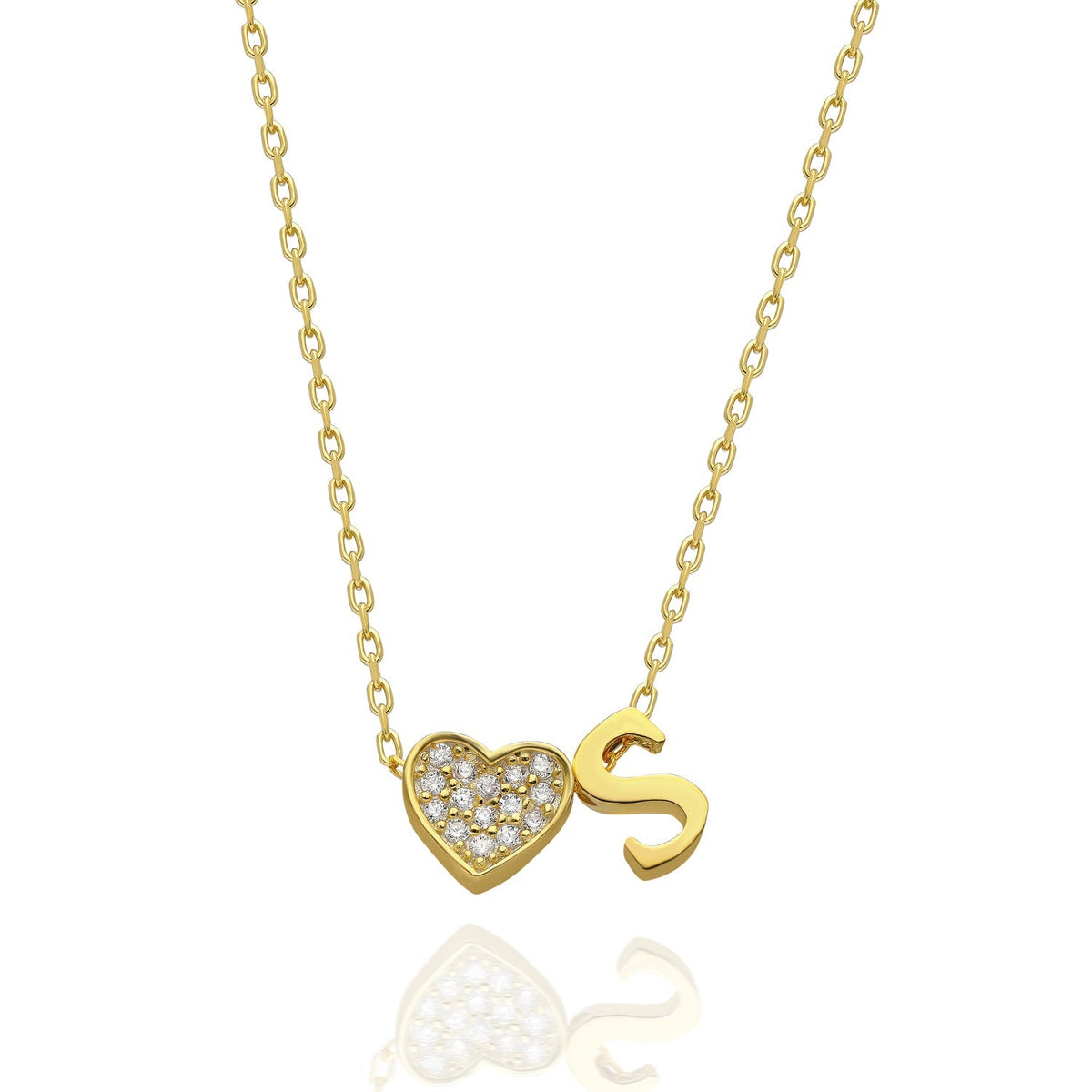 Maia | Collar con inicial y corazón de pedrería