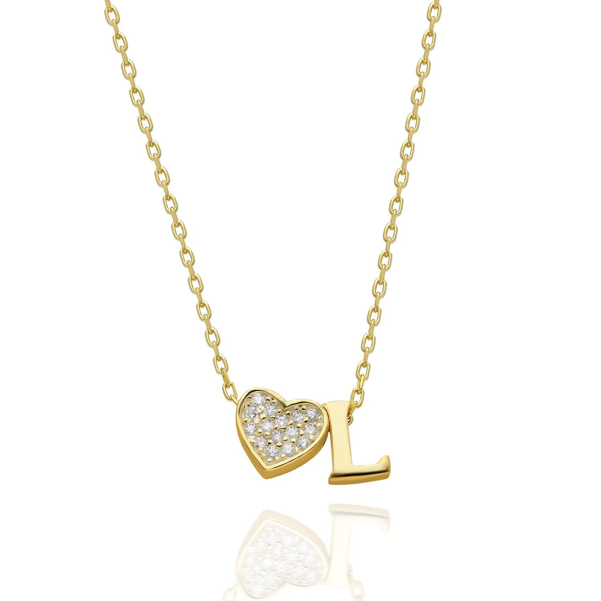 Maia | Collar con inicial y corazón de pedrería