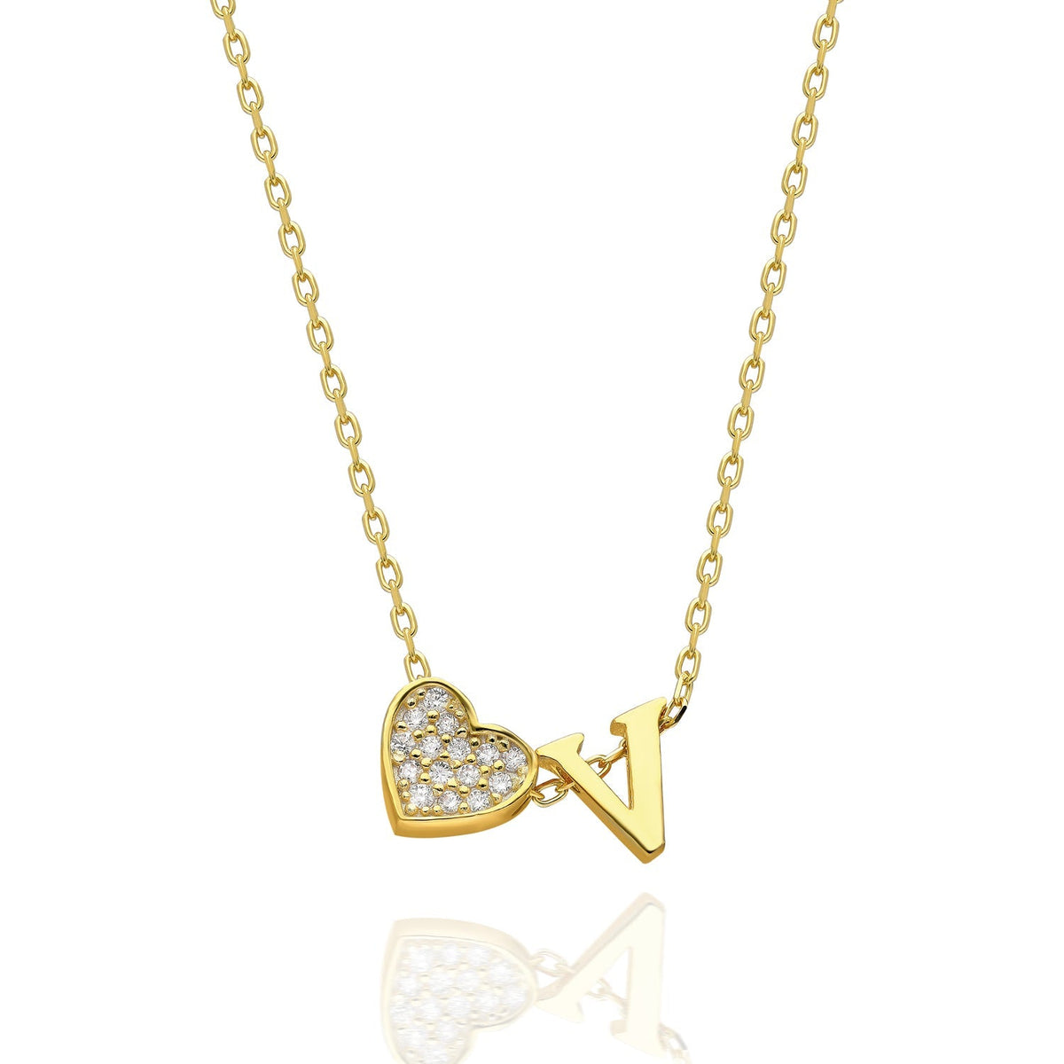 Maia | Collar con inicial y corazón de pedrería