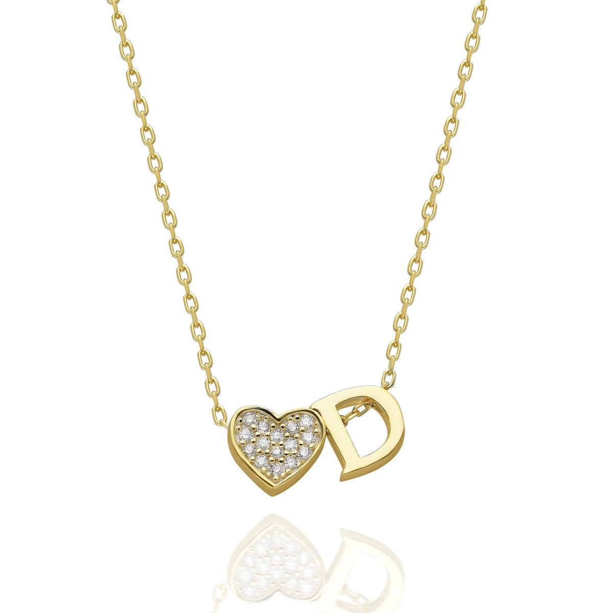 Maia | Collar con inicial y corazón de pedrería