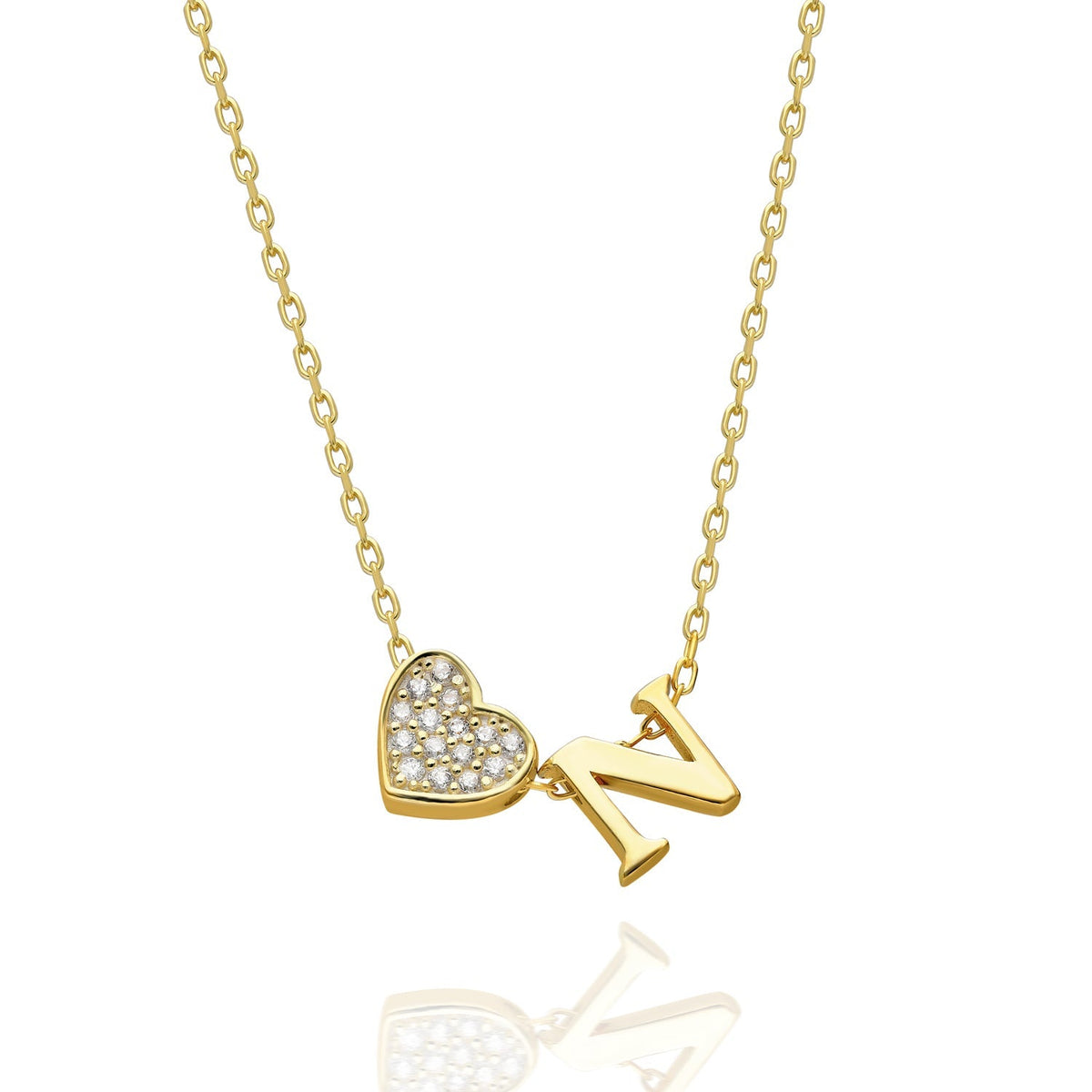 Maia | Collar con inicial y corazón de pedrería