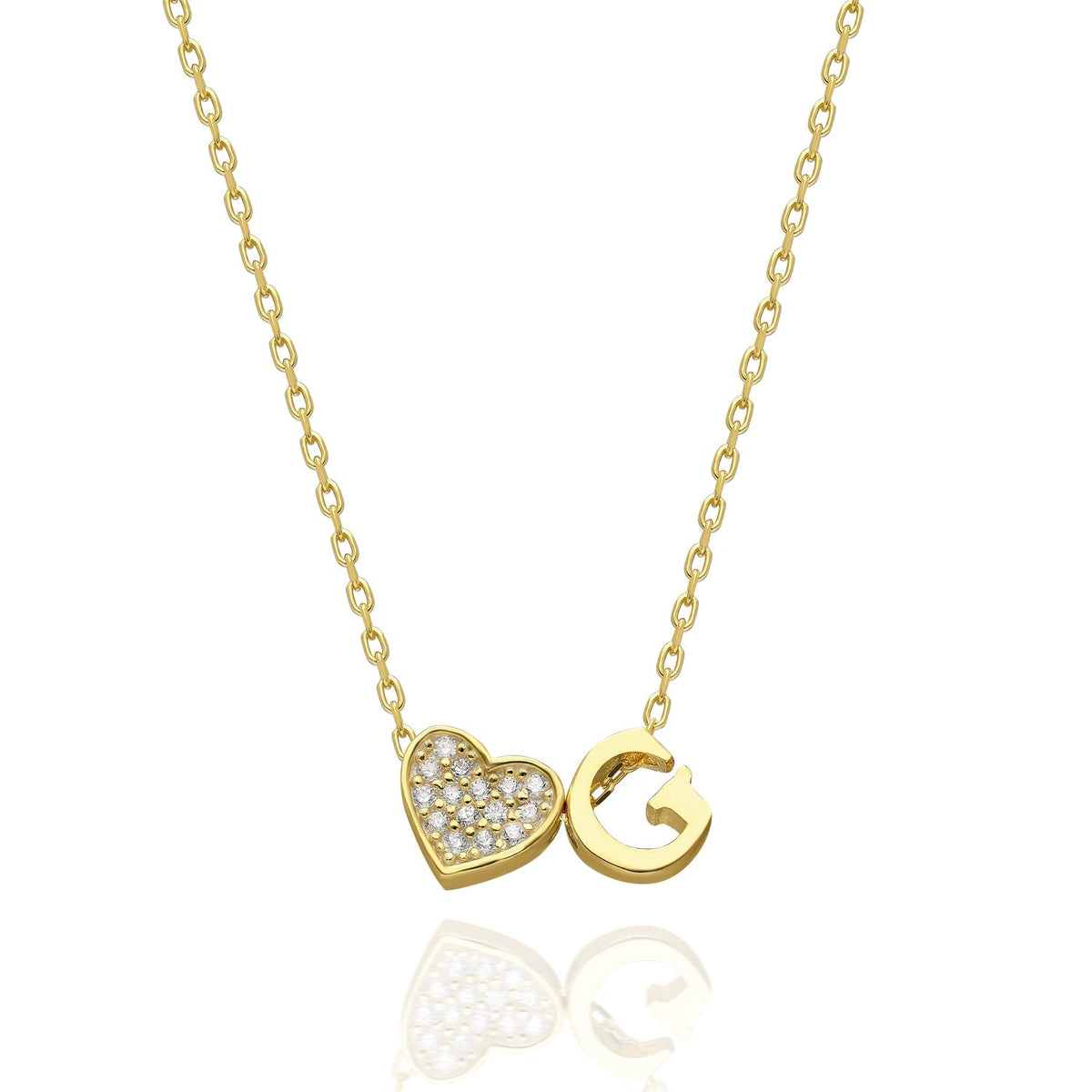 Maia | Collar con inicial y corazón de pedrería