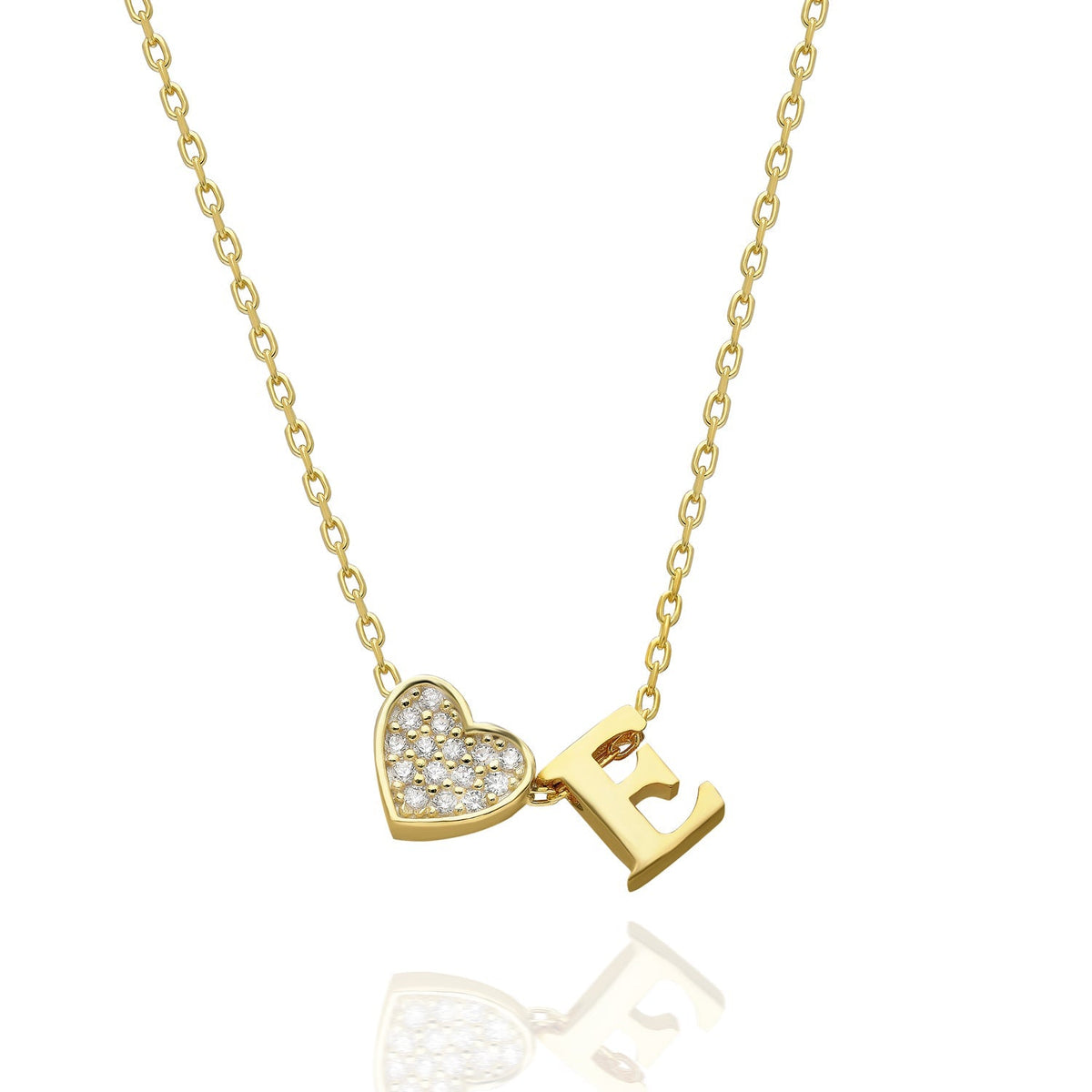 Maia | Collar con inicial y corazón de pedrería