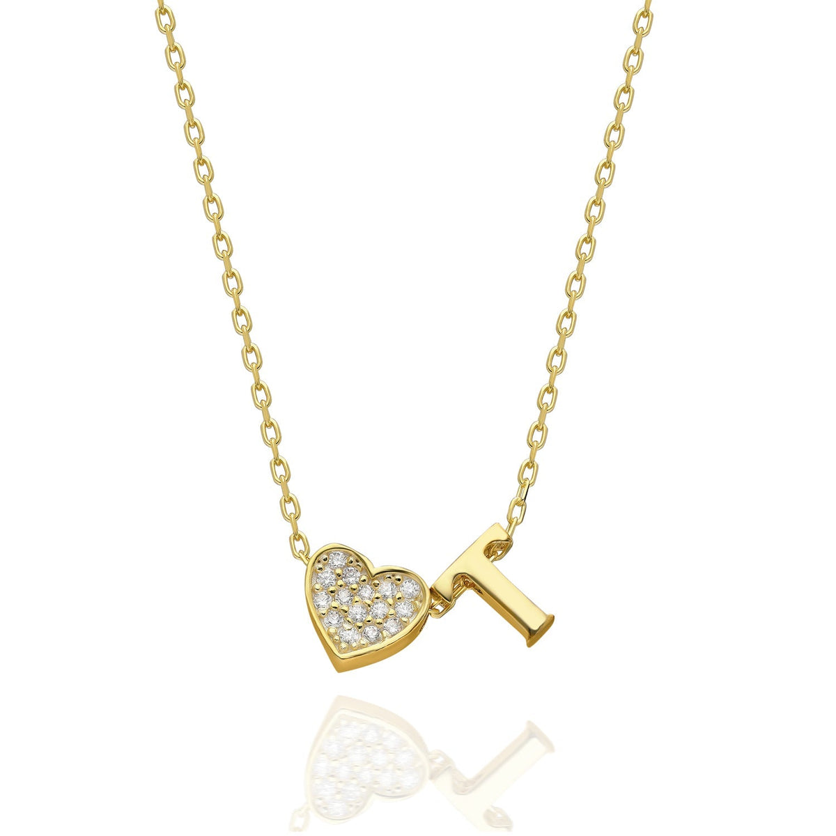 Maia | Collar con inicial y corazón de pedrería