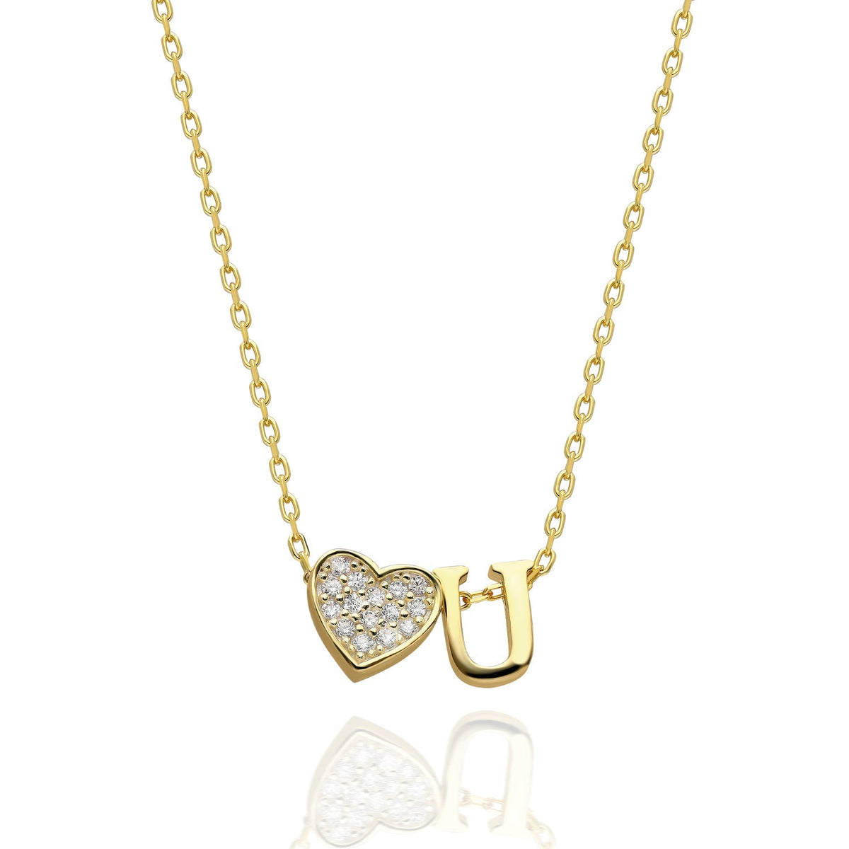 Maia | Collar con inicial y corazón de pedrería